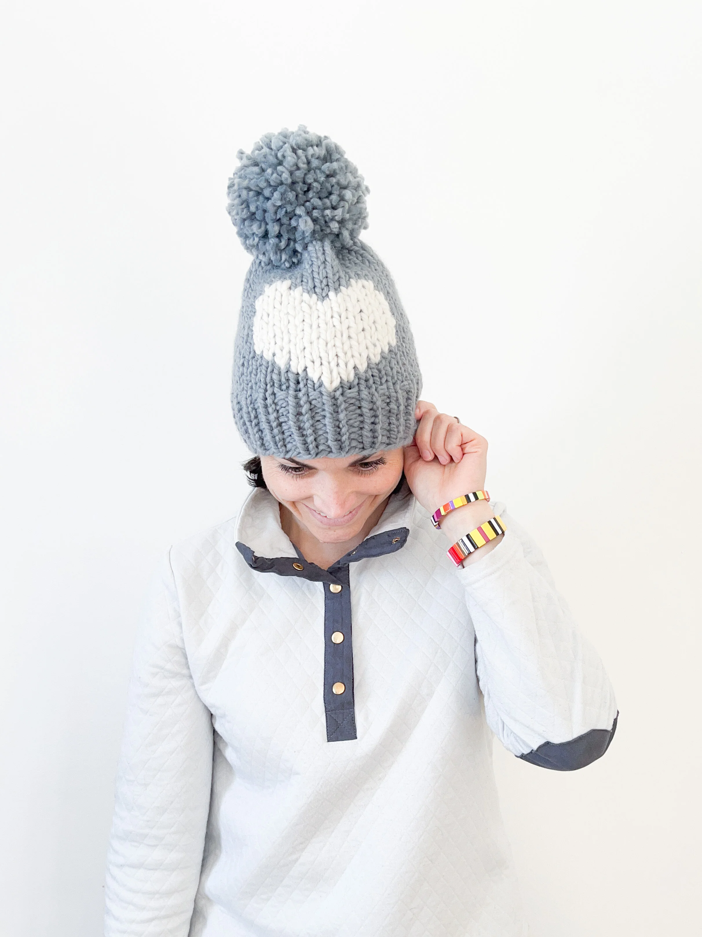 Chunky Knit Heart Hat Knitting Pattern