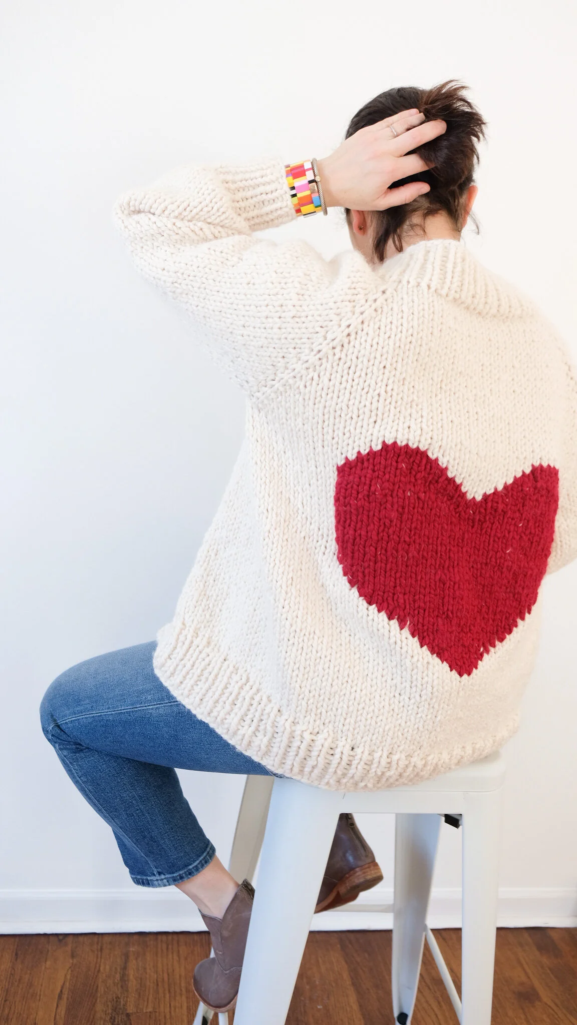 Big Heart Cardigan Sweater Knitting Pattern