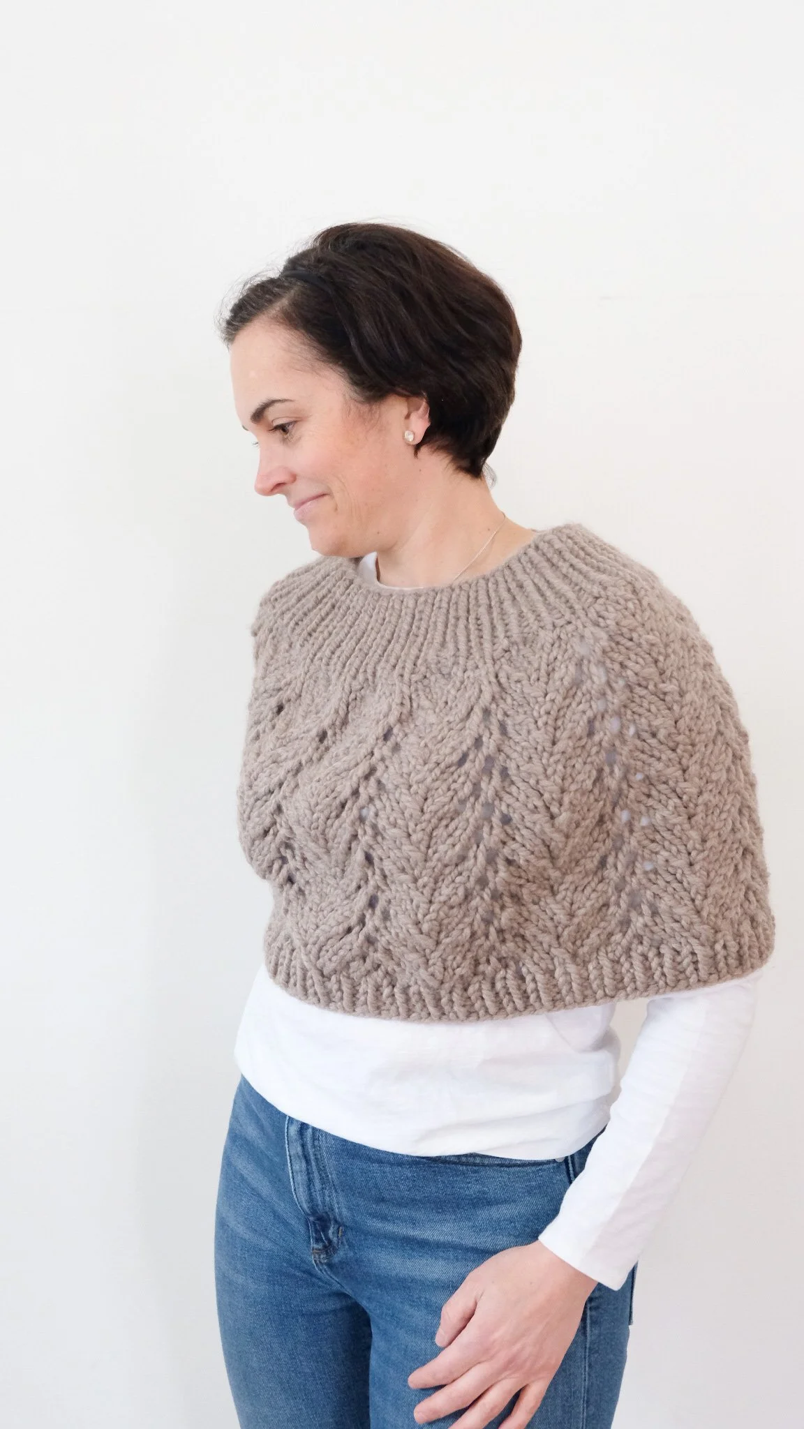 Knit Lace Poncho Cape Knitting Pattern | All the Vines Capelet