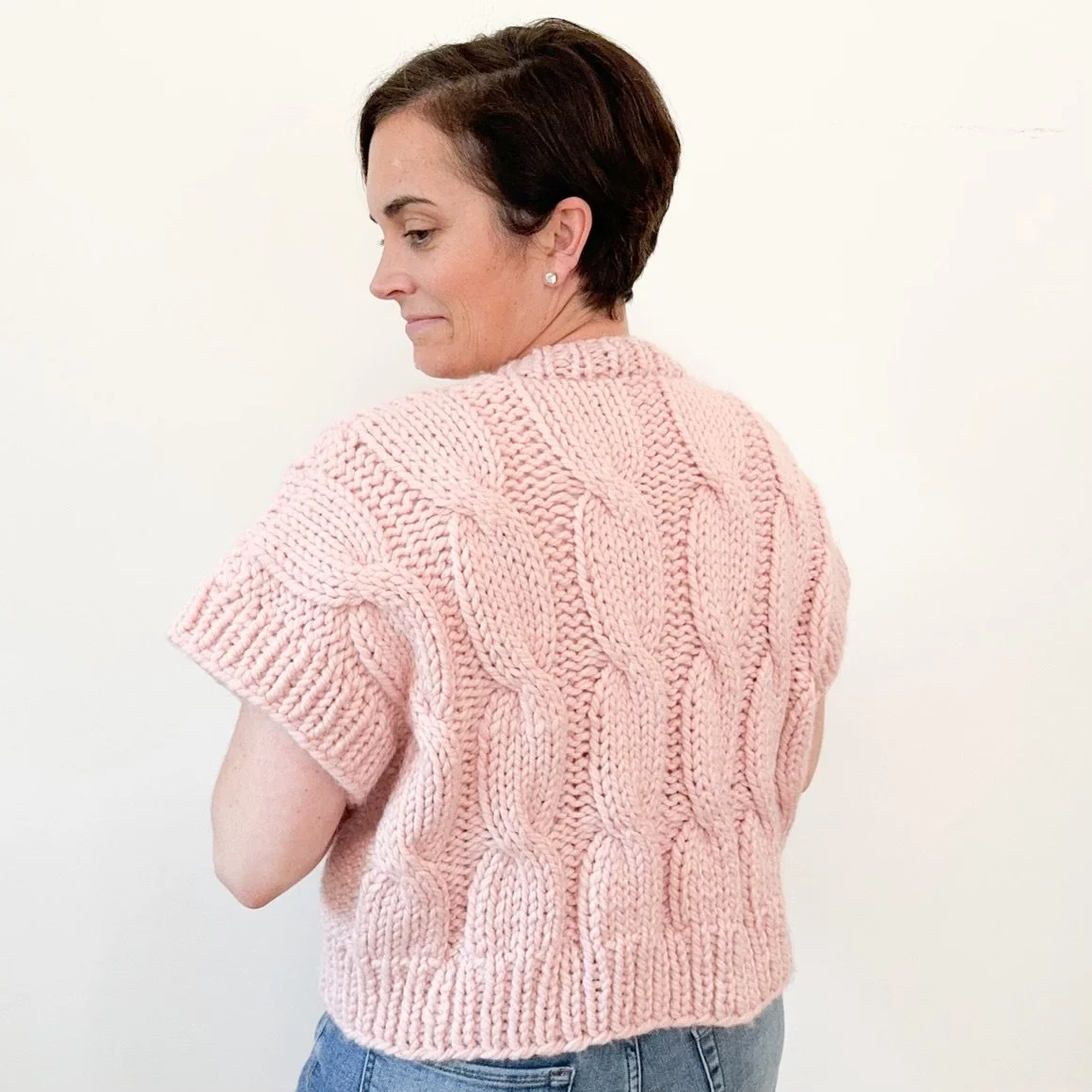Cropped Super Bulky Cable Sweater Knitting Pattern | The Cali Cardigan