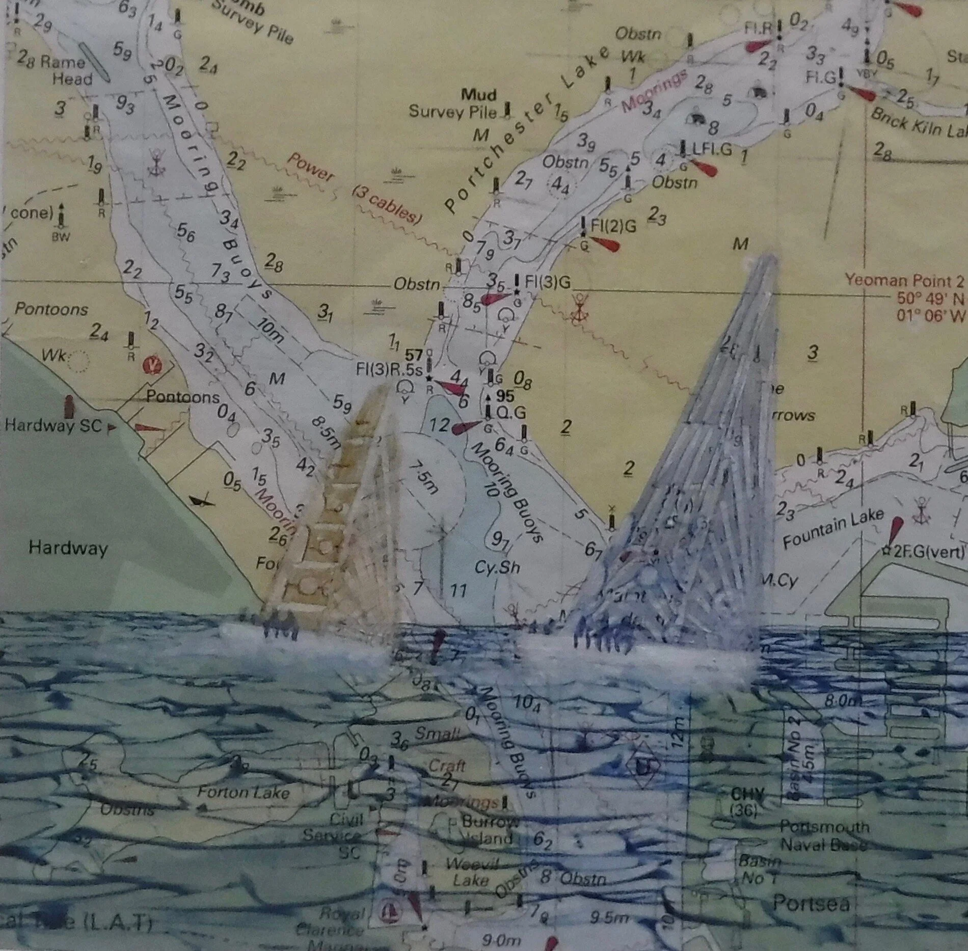 Hardway Racing Yachts by Mari Lynch acrylic on chart1.jpeg