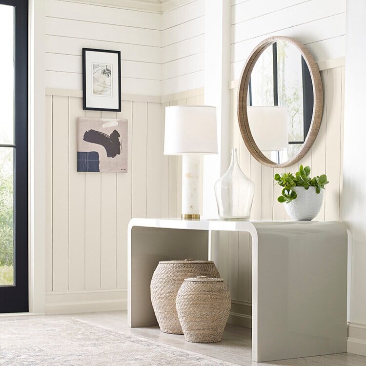 From the Sanctuary collection- sherwin williams Pure white and modern grey