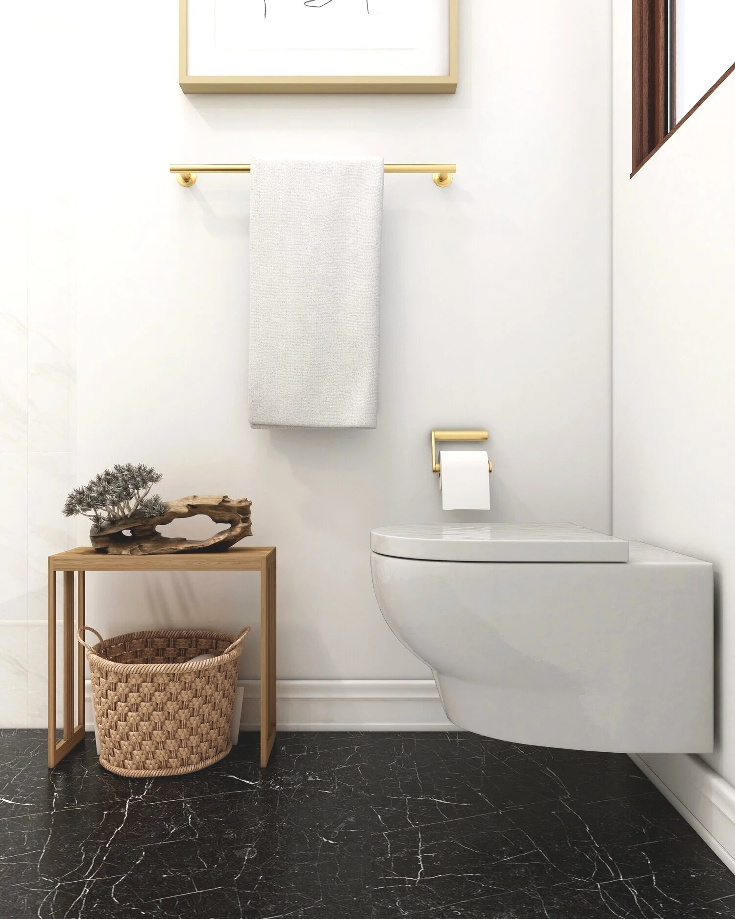 wall hung toilet | design and rendering by shannon levy interiors