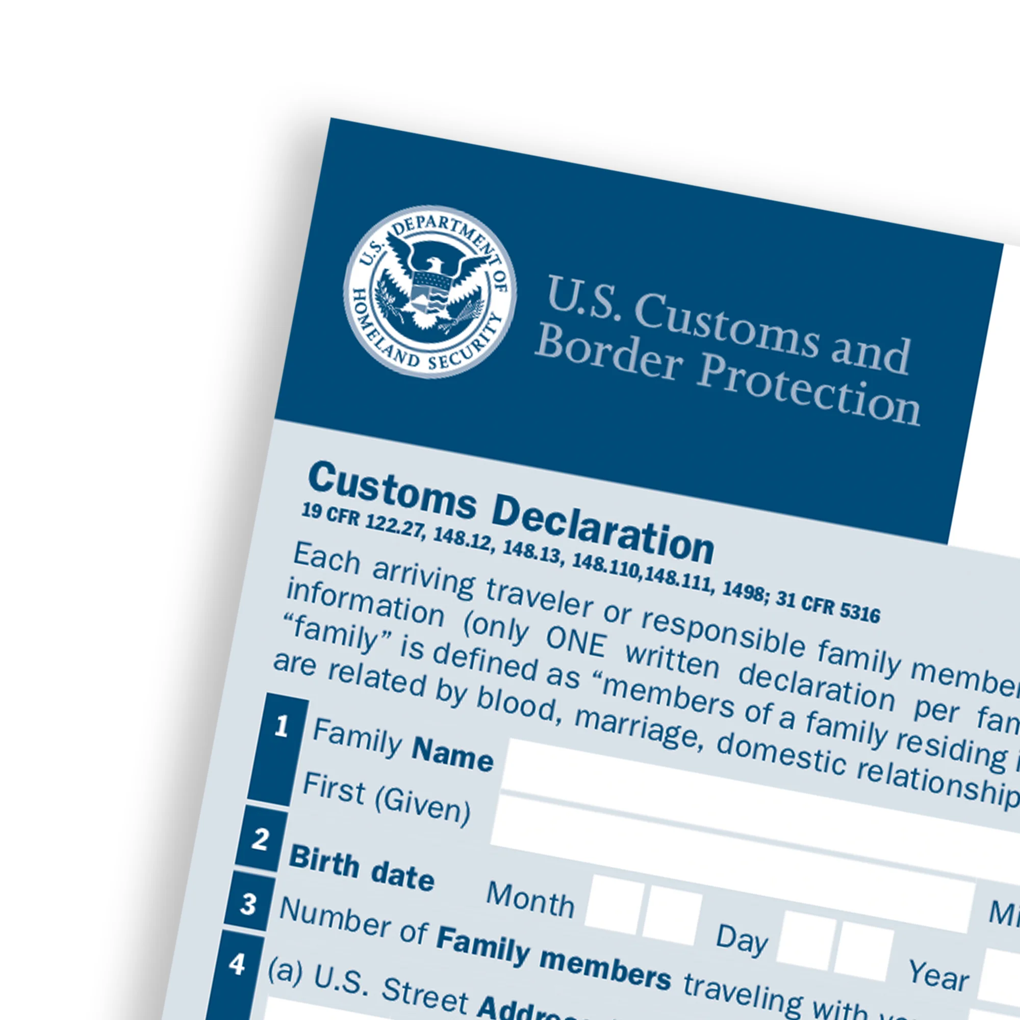 Use the U.S. Customs Declaration Form to declare all food, plant, and agricultural items.