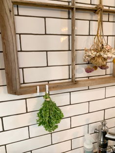 Fresh sage drying in the kitchen!
