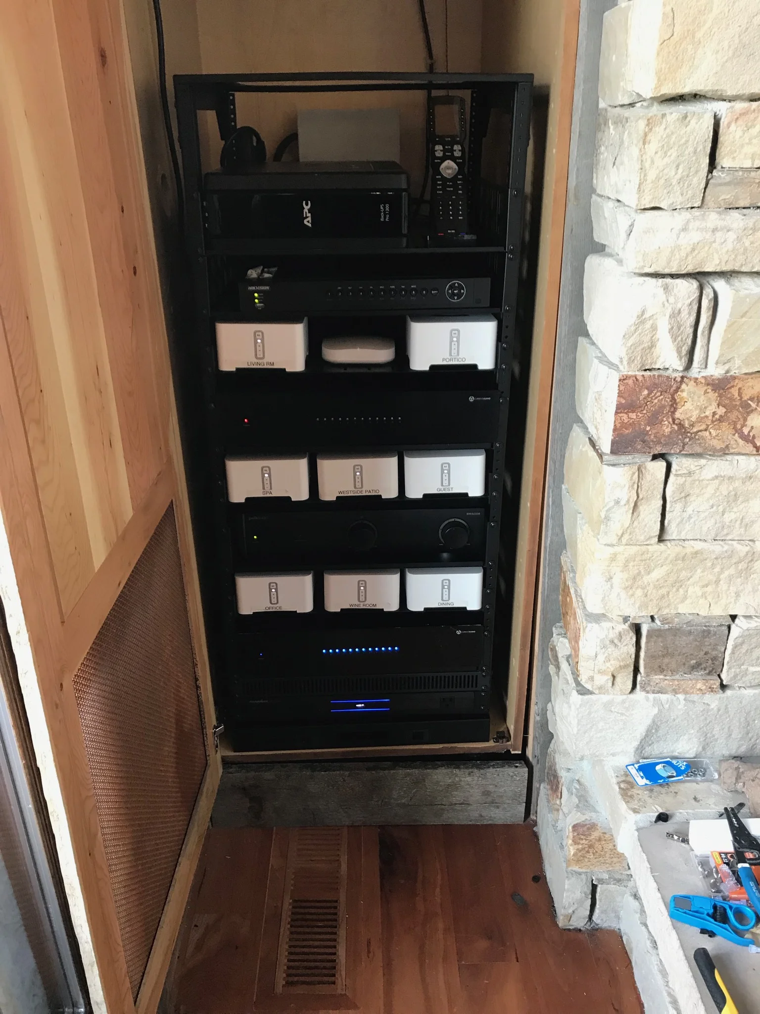   After  shot of the equipment rack, when we completed the integration and reorganized the equipment controls for improved user-friendliness. 