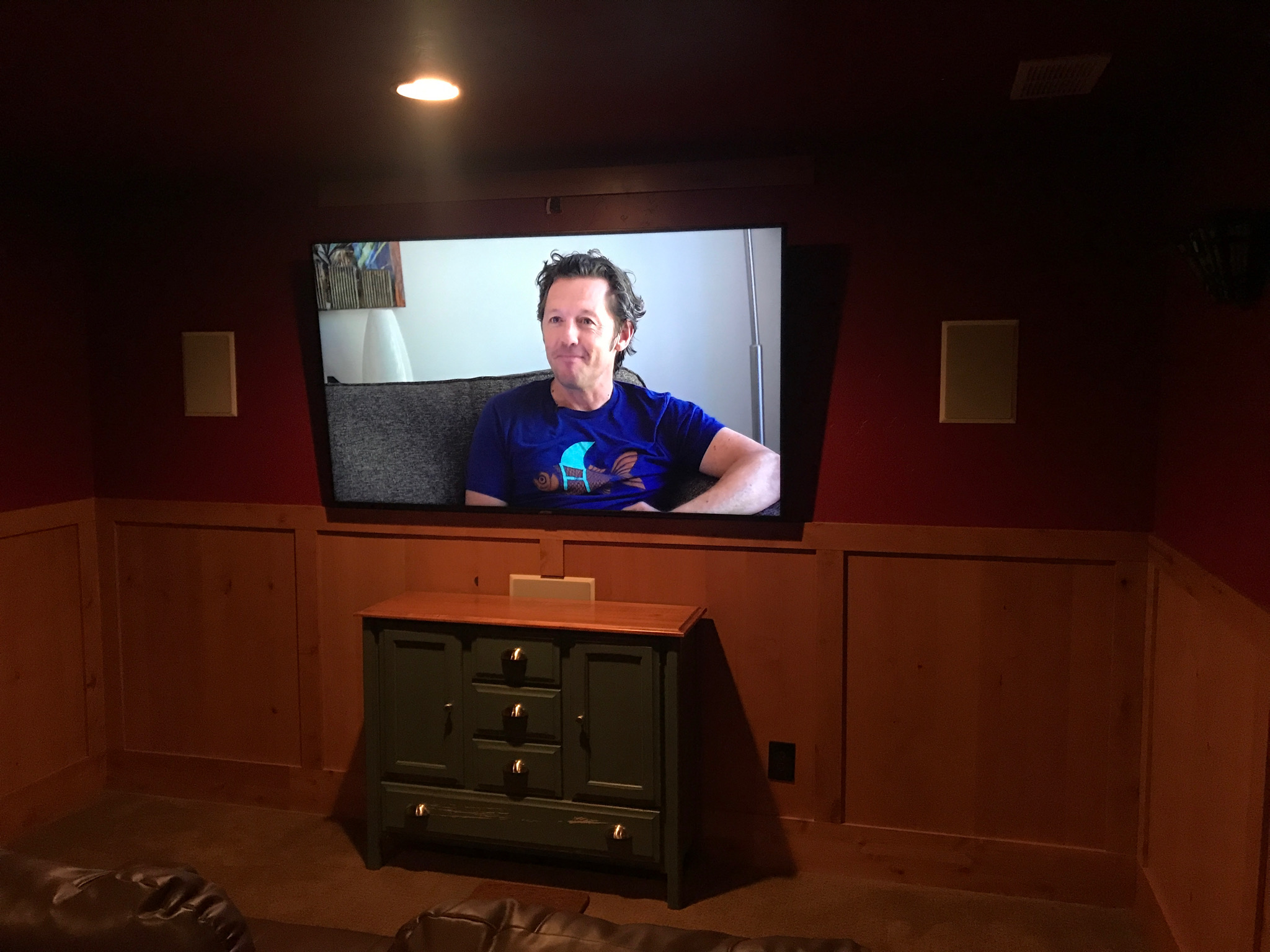  TV mounted and integrated, for a complete at-home theater system in Park City, Utah. 