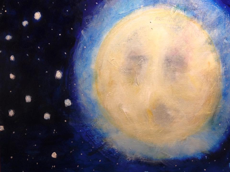“Moon song”,  30” x 24” acrylic on stretched canvas