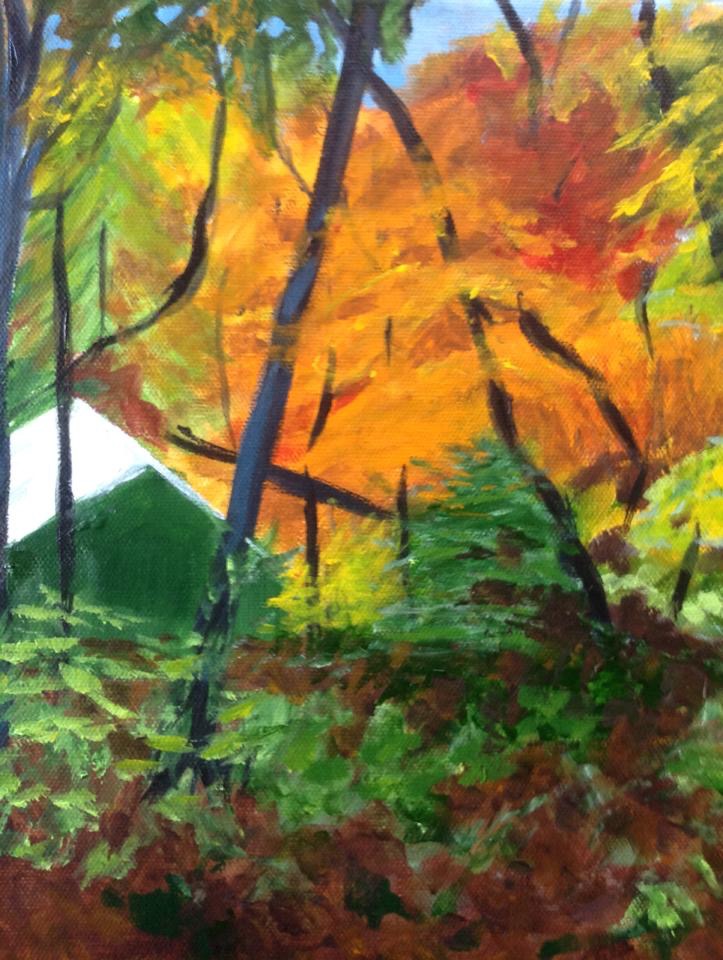 “Fall camp 2” 9” x 12” acrylic on stretched canvas