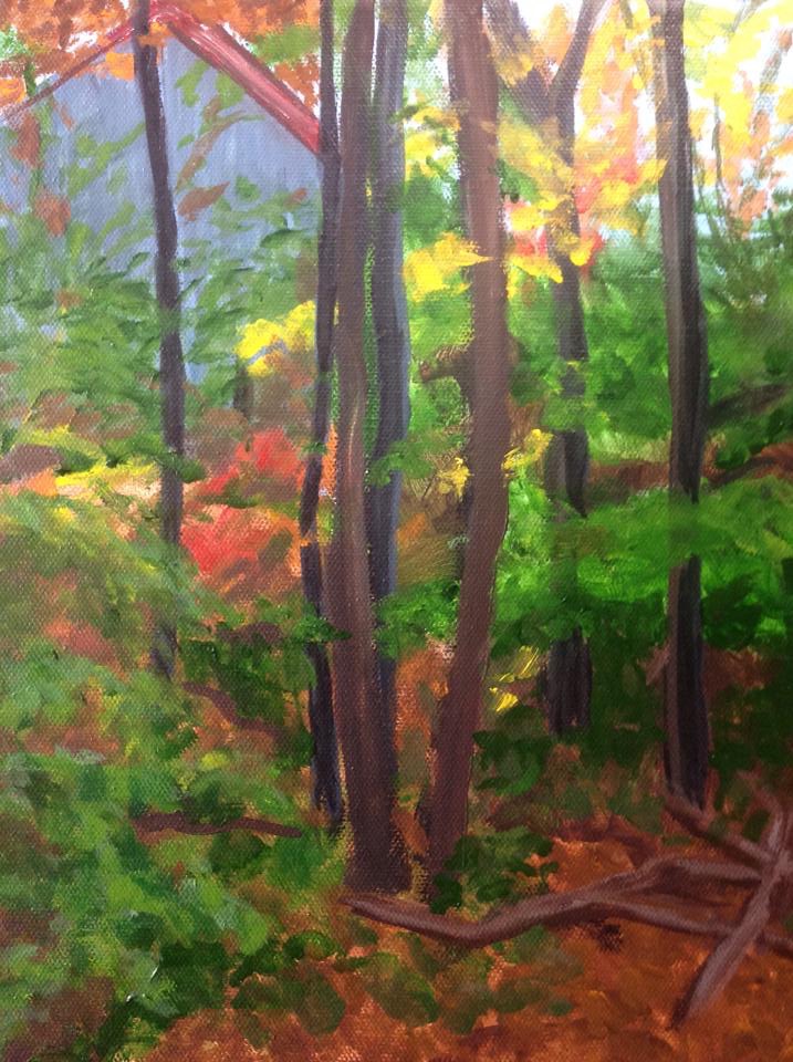 “Fall camp 3”, 9” x 12” acrylic on stretched canvas