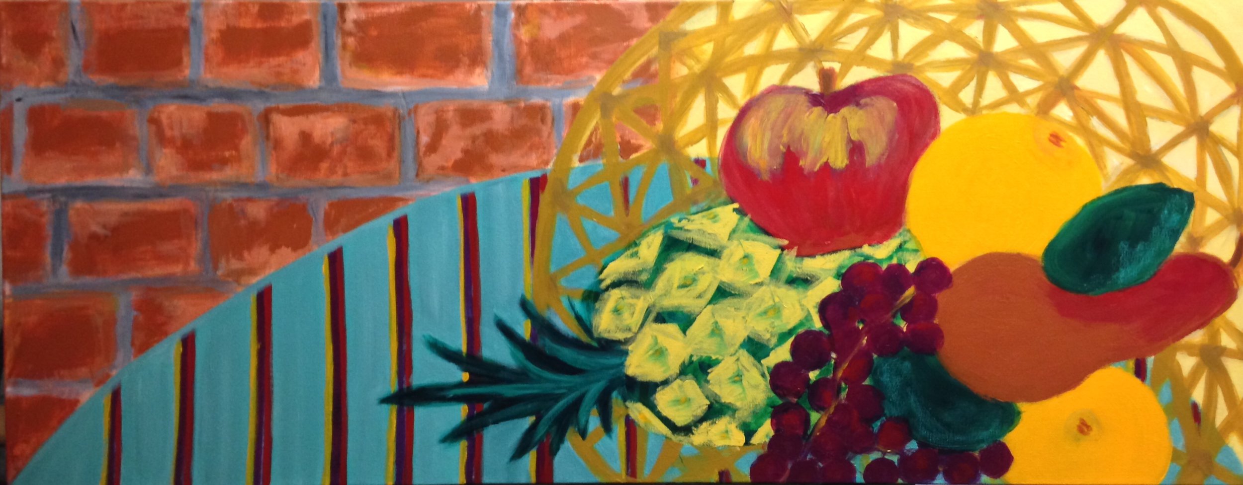 “Basket of fruit” 40” x 16” acrylic on stretched canvas