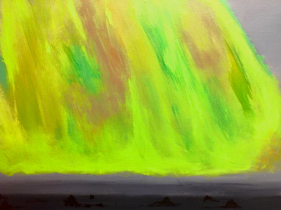 “Boreal lights Iceland” 24” x 18” acrylic on stretched canvas