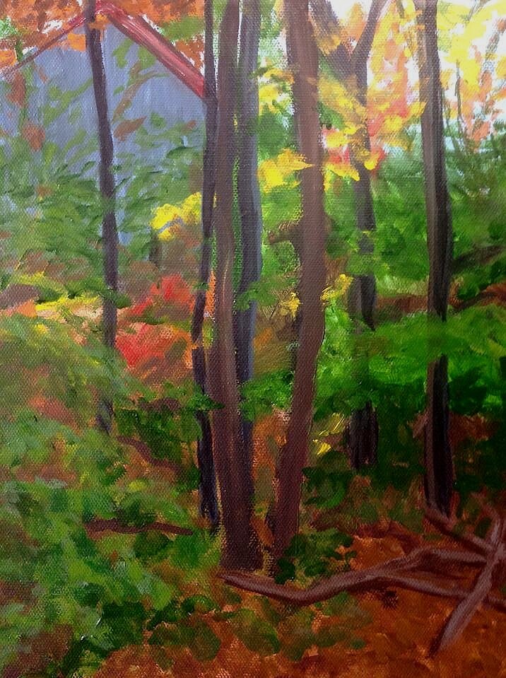 “Fall camp 3”, 9” x 12” acrylic on stretched canvas