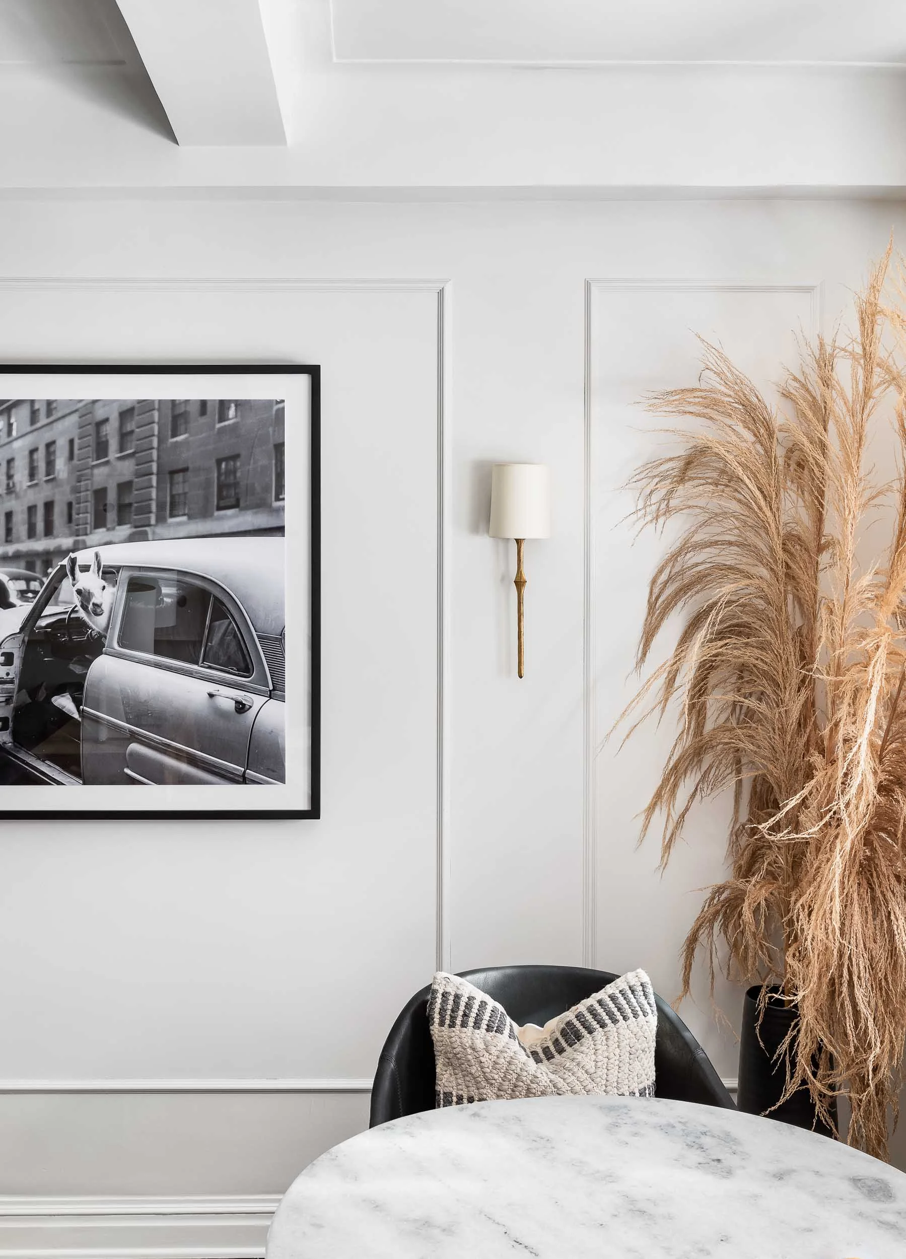 Interior design photography of dining room details.