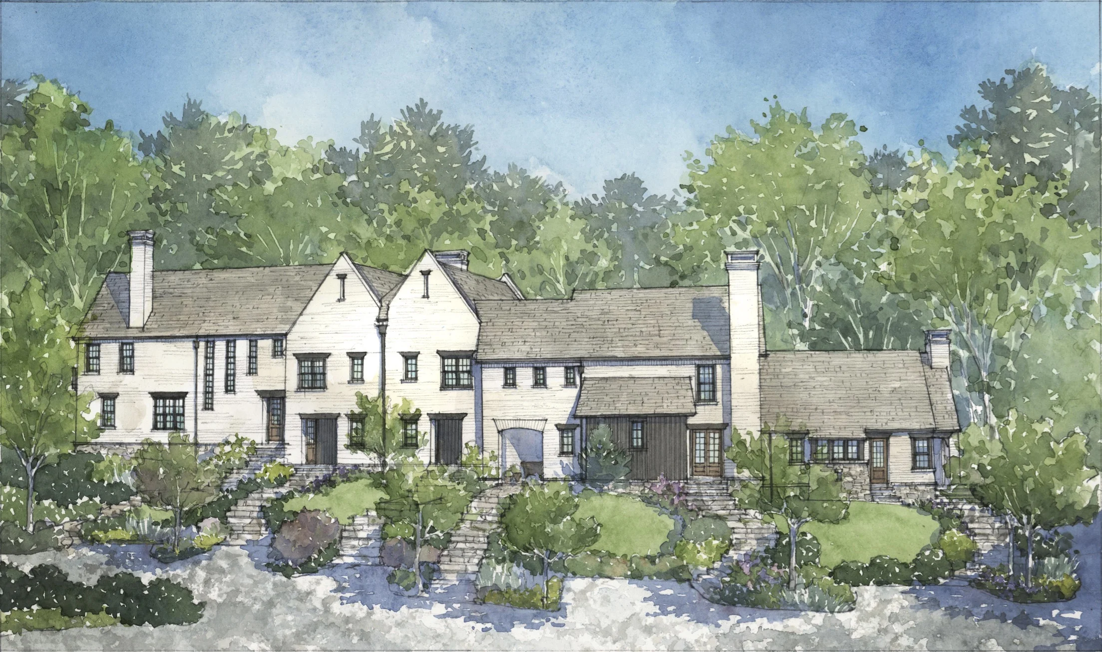 Swann Ridge British Cottages artist rendering by Cindy Cox.