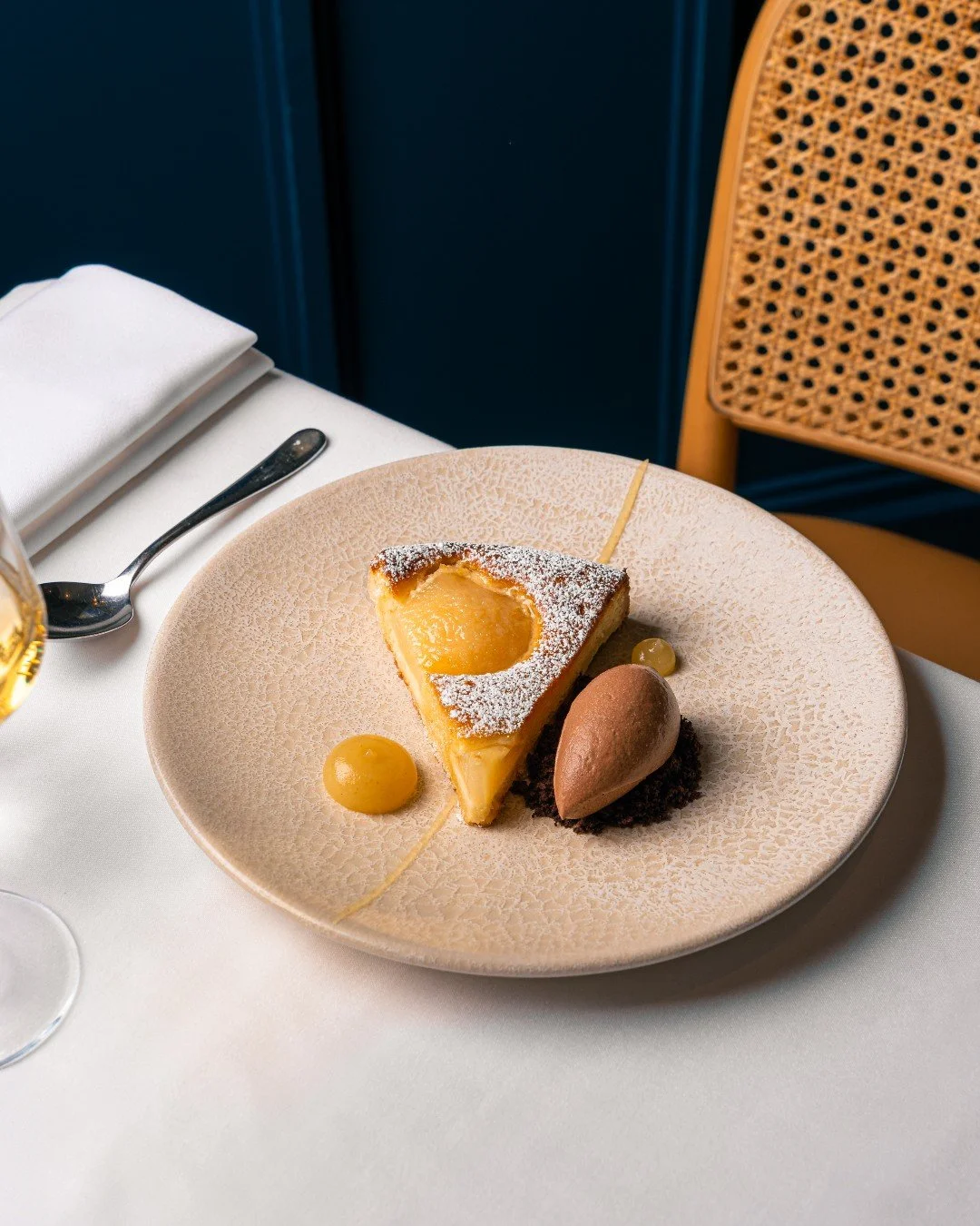 As the seasons begin to change, so do the flavours we work with. We start to look for lighter touches, baked fruit, gentle sweetness and softer textures, finished with balance and finesse.

A dessert that feels clean and considered, and a quiet step 
