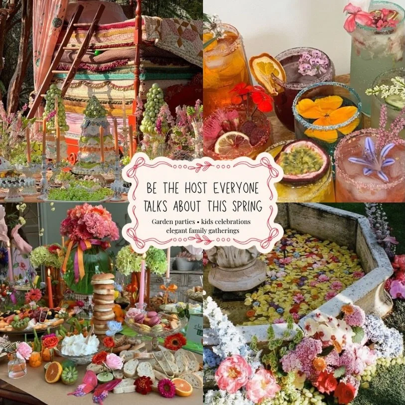 Flowers everywhere.
Colorful drinks.
Beautiful bread.
Little bites that make everyone gather around.

Hosting this spring?
Let us create the table your guests won&rsquo;t stop talking about.

Now booking spring celebrations and garden parties.