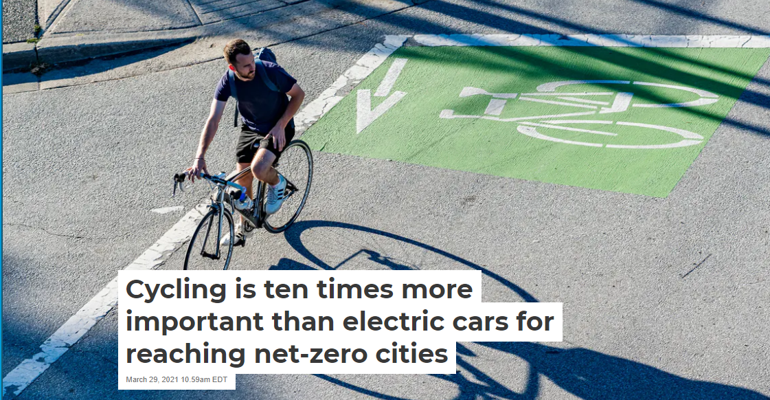 Cycling is ten times more important than electric cars for reaching net-zero cities