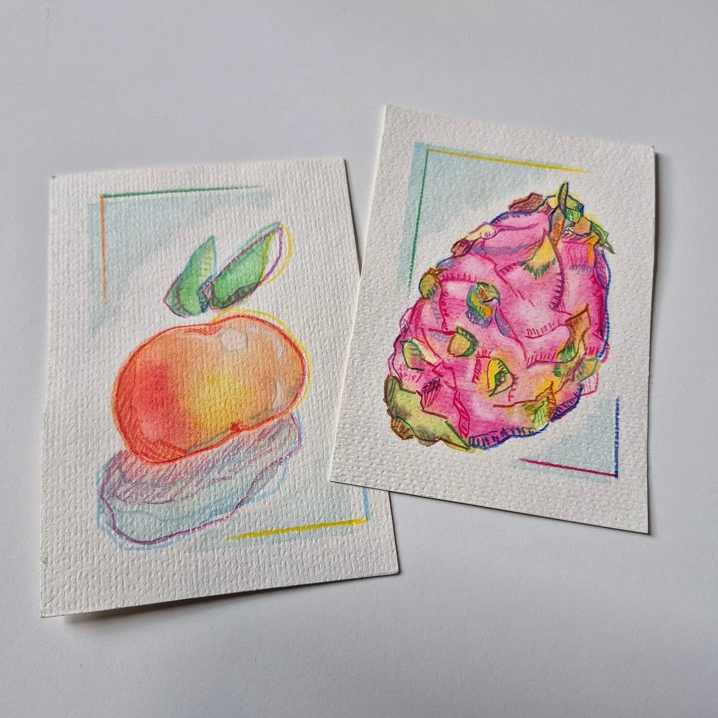 Experimenting further with this new #waterpainting hobby. Some funky fruits, combining waterpaint, colour pencil, and Signo ink.
.
#aquarel #paint #painting #drawing #fruit #stilllife #colour #color #colourful #colorful #art