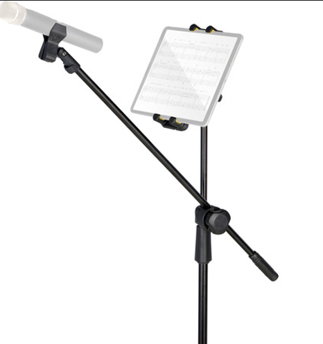 HERCULES Introduces MS437B Quick Turn Boom Microphone Stand with Integrated Tablet Holder