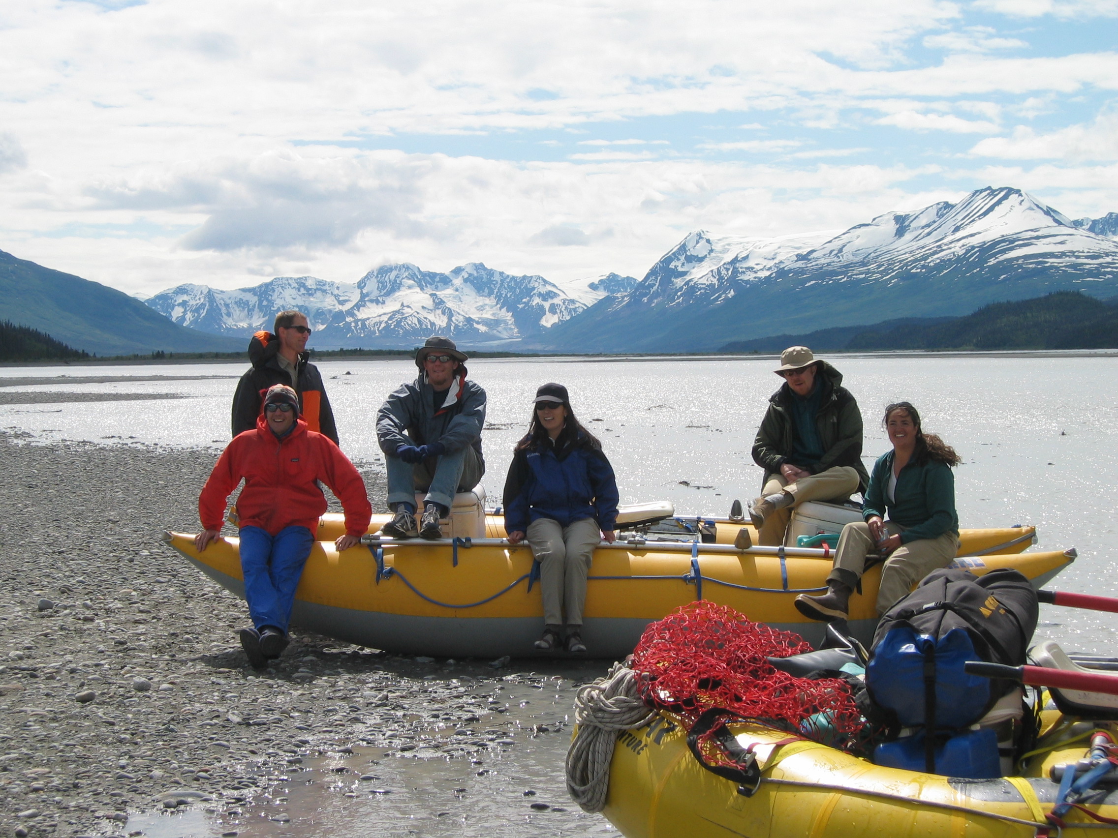 Dropoff Rafting Trips: Resting at the Chitina - Nizina Confluence After a Great Day of Boating
