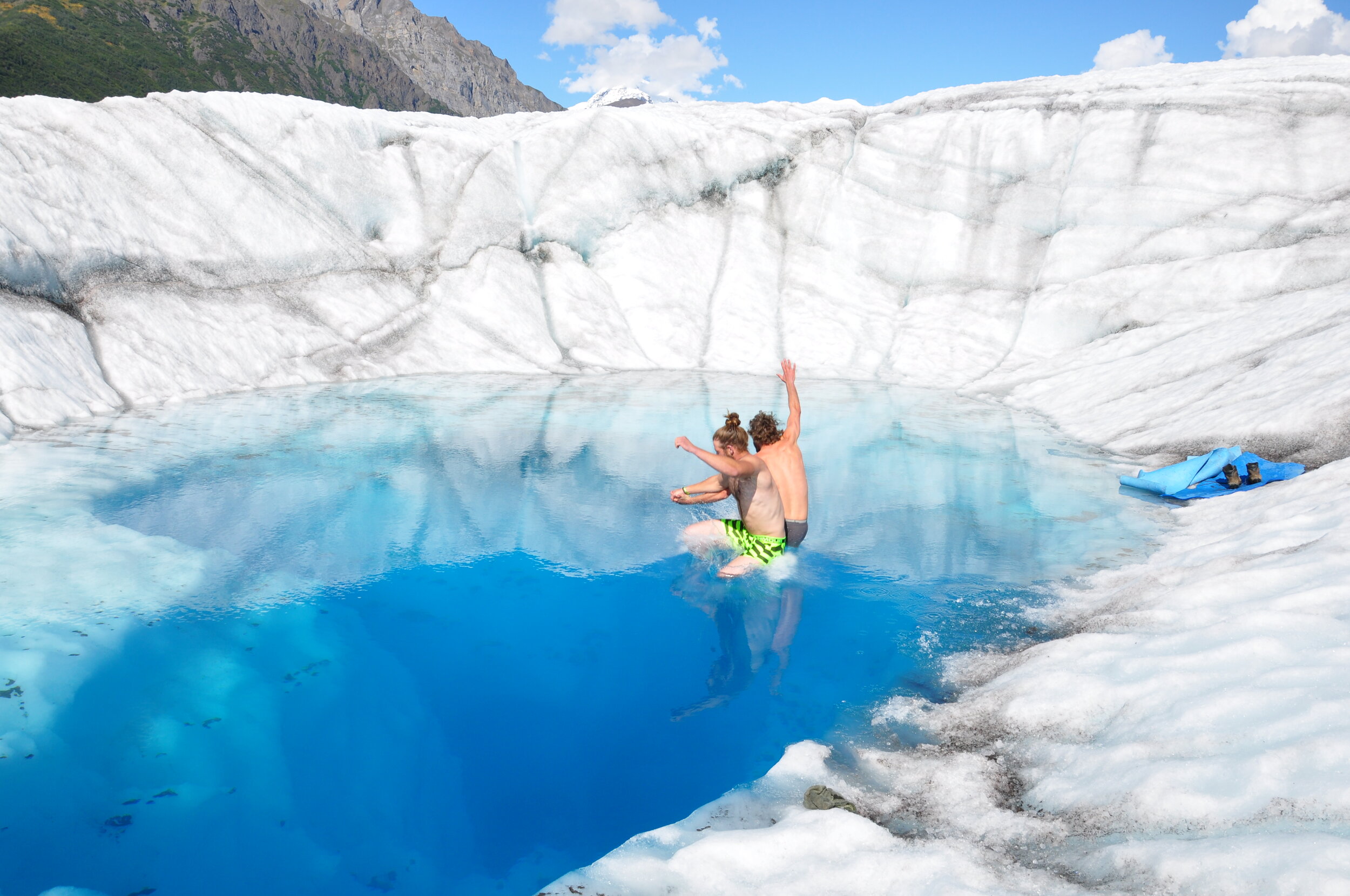 Daytrip Glaicer Adventure: Jumping into Blue Pool Polar Plunge