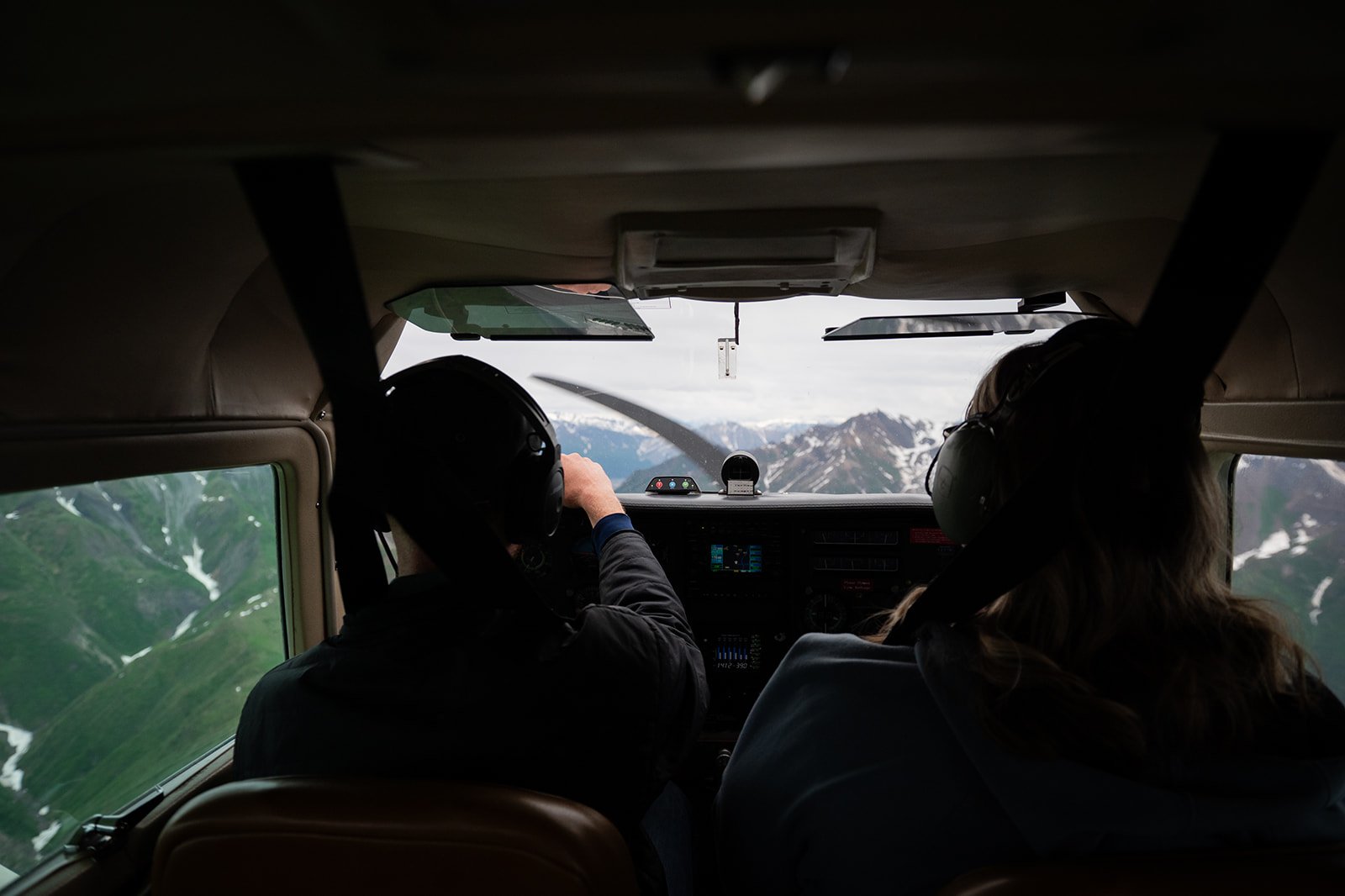 Pilot and Passenger in Flight to McCarthy from Chitina