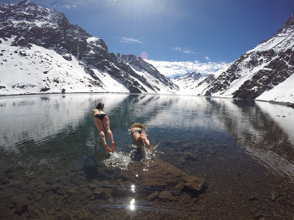 Alice and I taking a lovely dip in the frigid water