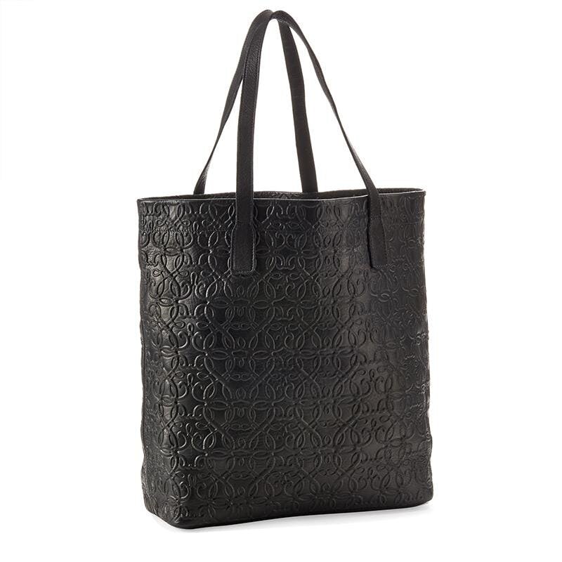 EMBOSSED LEATHER TOTE BAG