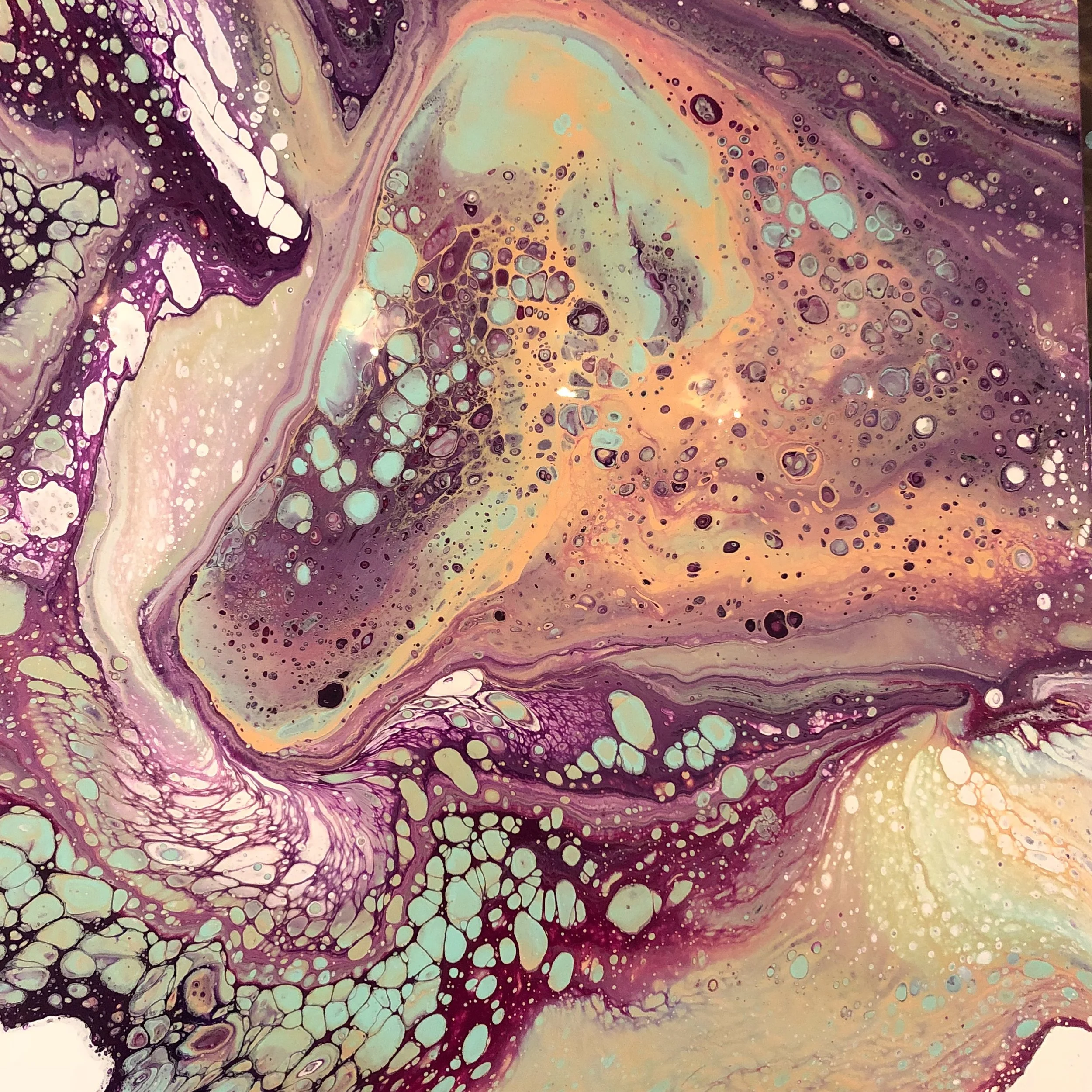 16" x 16" | Acrylic Pour & Resin | $460