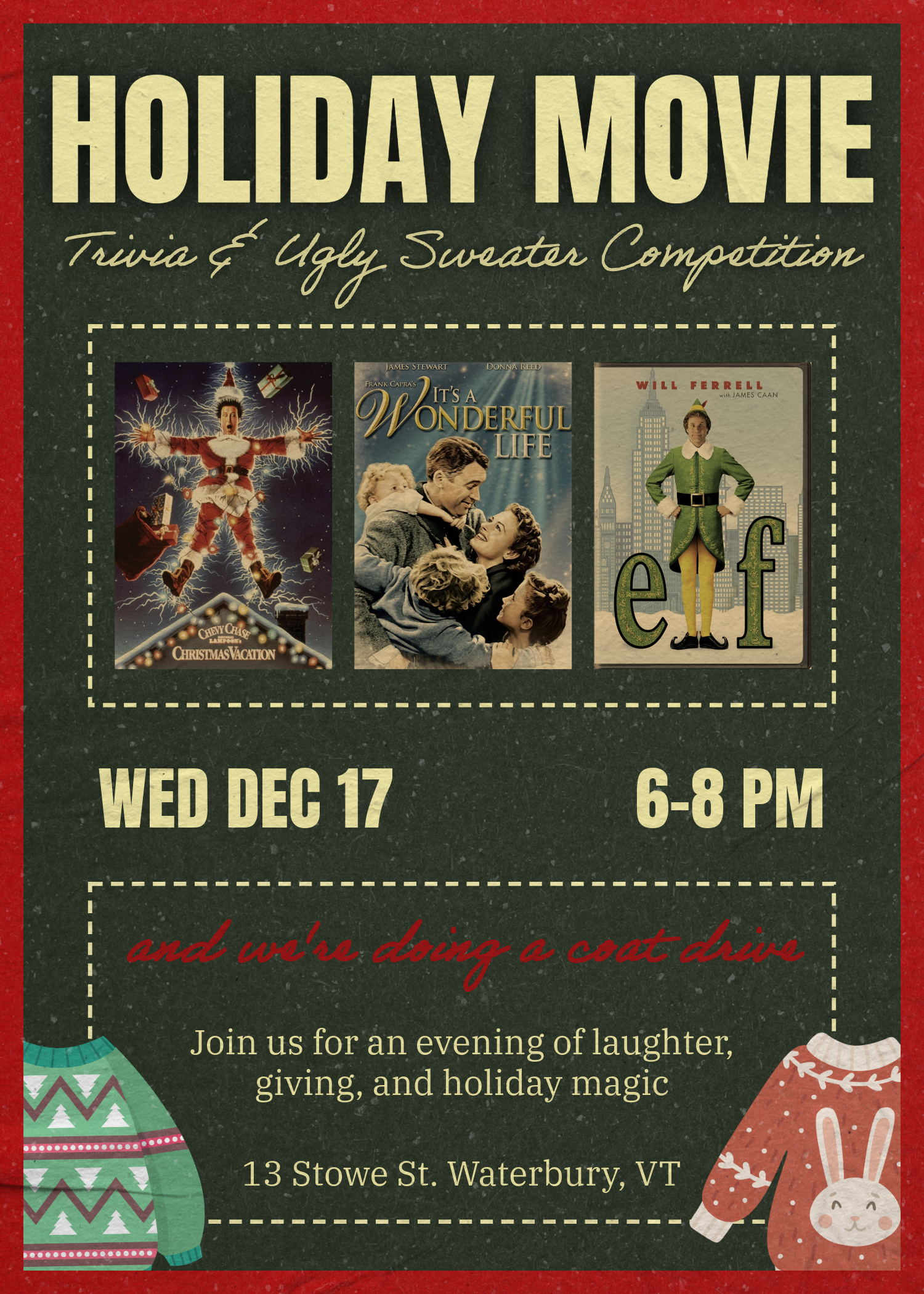 Holiday Slay -Holiday Movie Trivia &amp; Ugly Sweater Competition - Waterbury