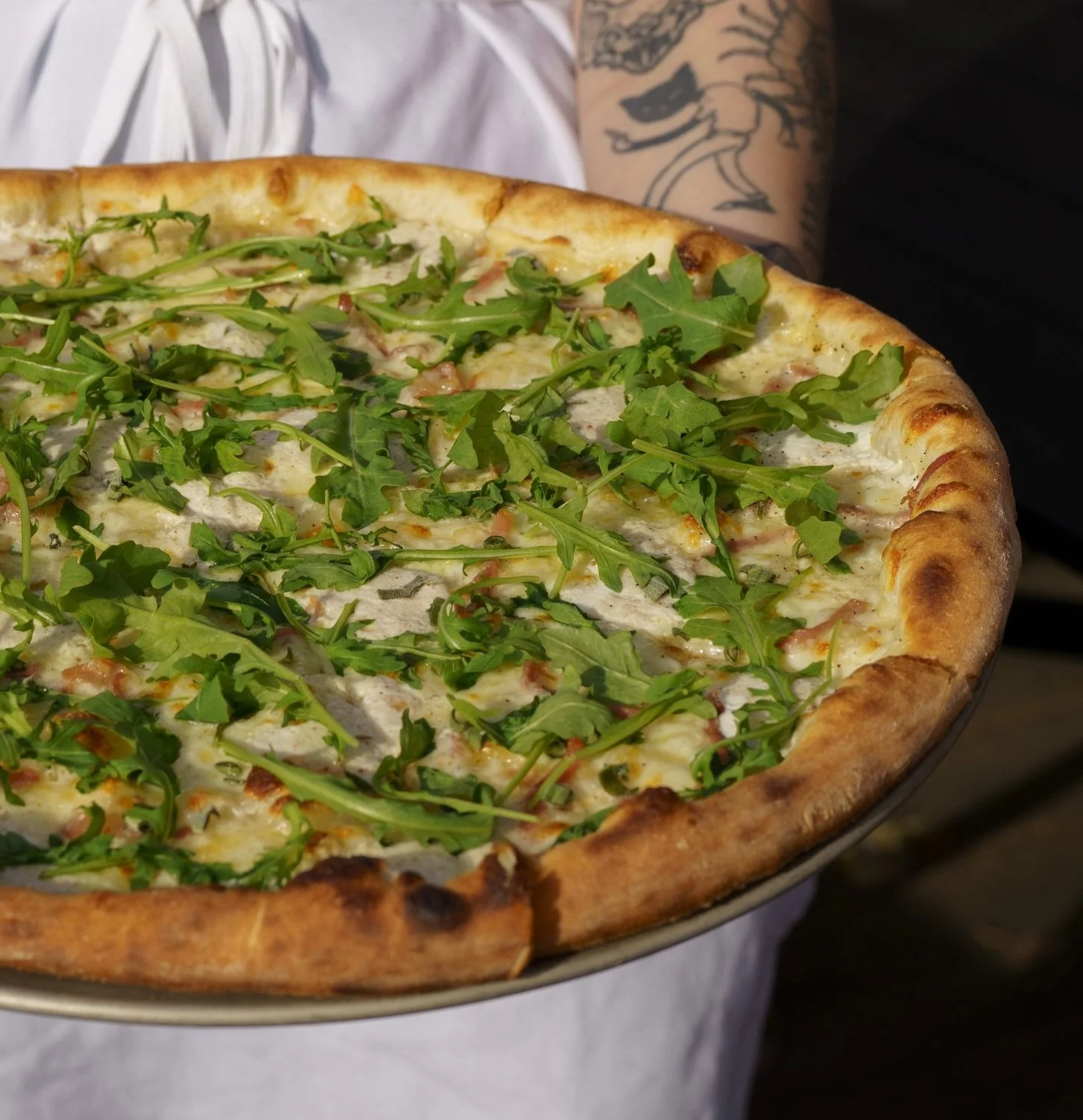 ✨New Holiday Special ✨
Meet The Yuletide &mdash; a festive white-sauce pie topped with prosciutto, fig ricotta, arugula, and sage. Available
at all locations for the next month