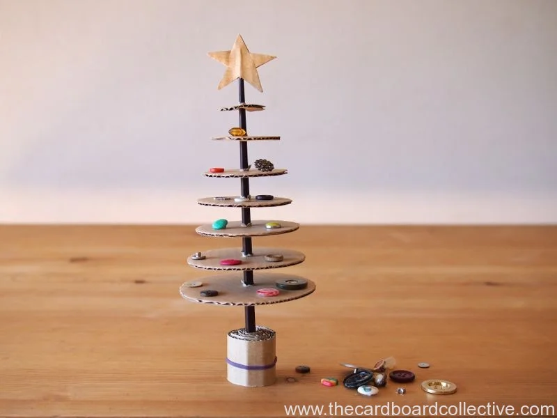 Cardboard &amp; Button Christmas Tree