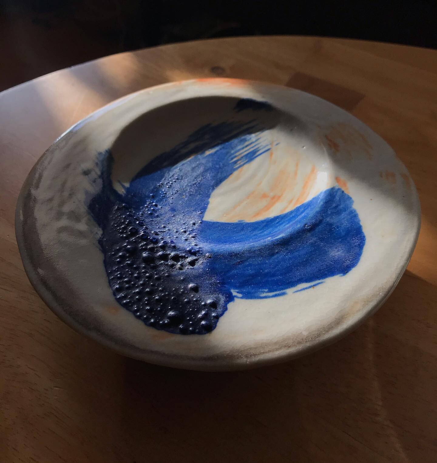 Crater Dish.
Playing with surface techniques. This one was inspired by my incredible teacher Andrew Robinson @acrstudio 
Not sure it complements the subtleties of the form but I have been embracing the opportunity to slow down and experiment in the s