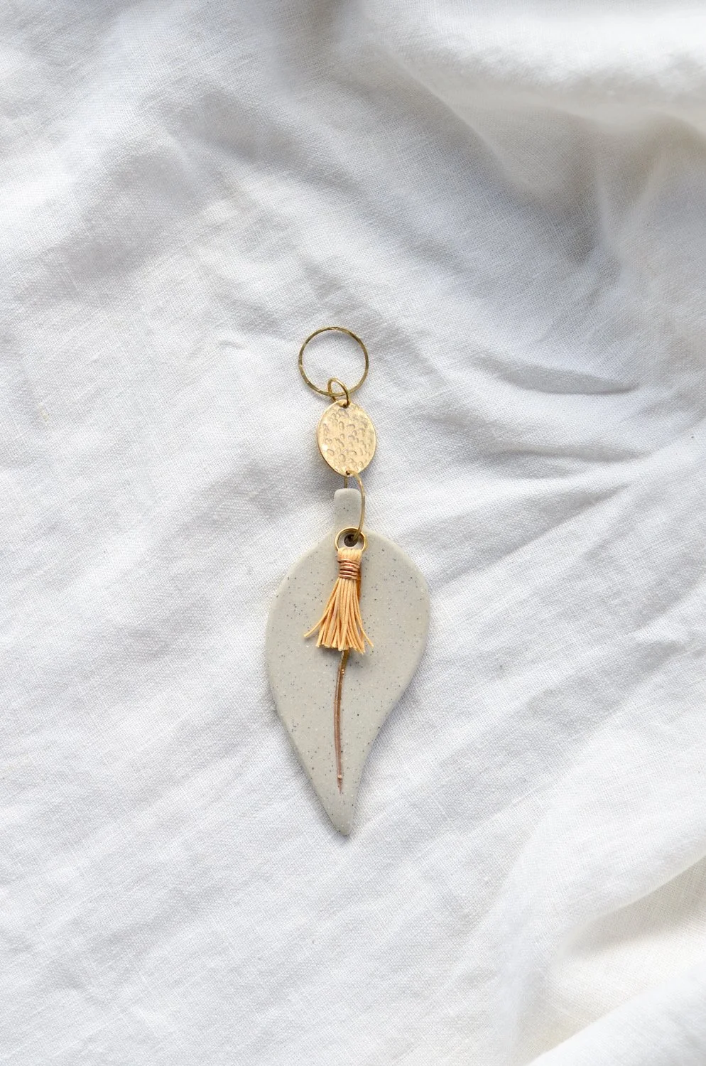 Ceramic Eucalyptus Leaf & Brass Ornament