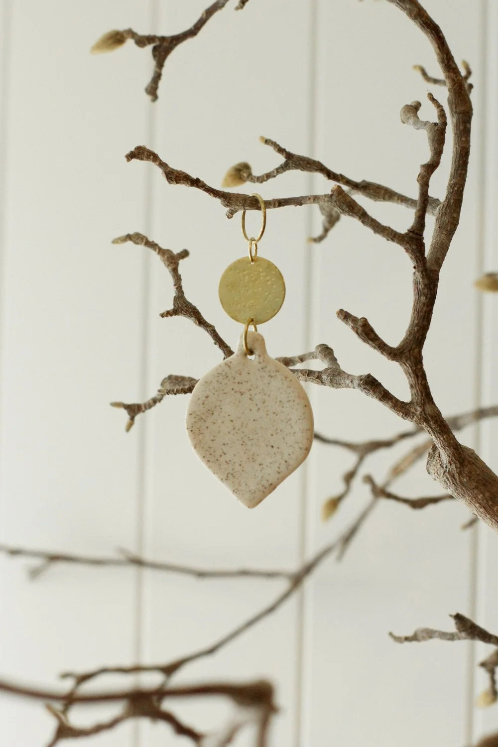 Ceramic & Brass   Ornament White Bauble