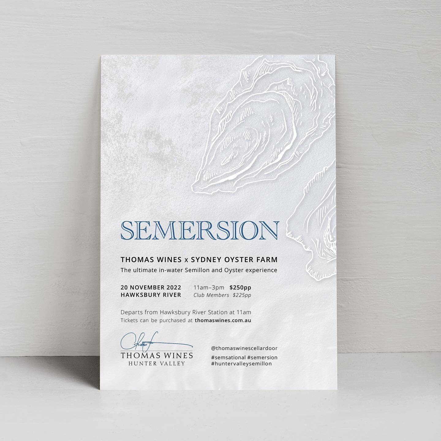 Invitation design for Thomas Wines&rsquo; event, Semersion. @thomaswinescellardoor 🦪