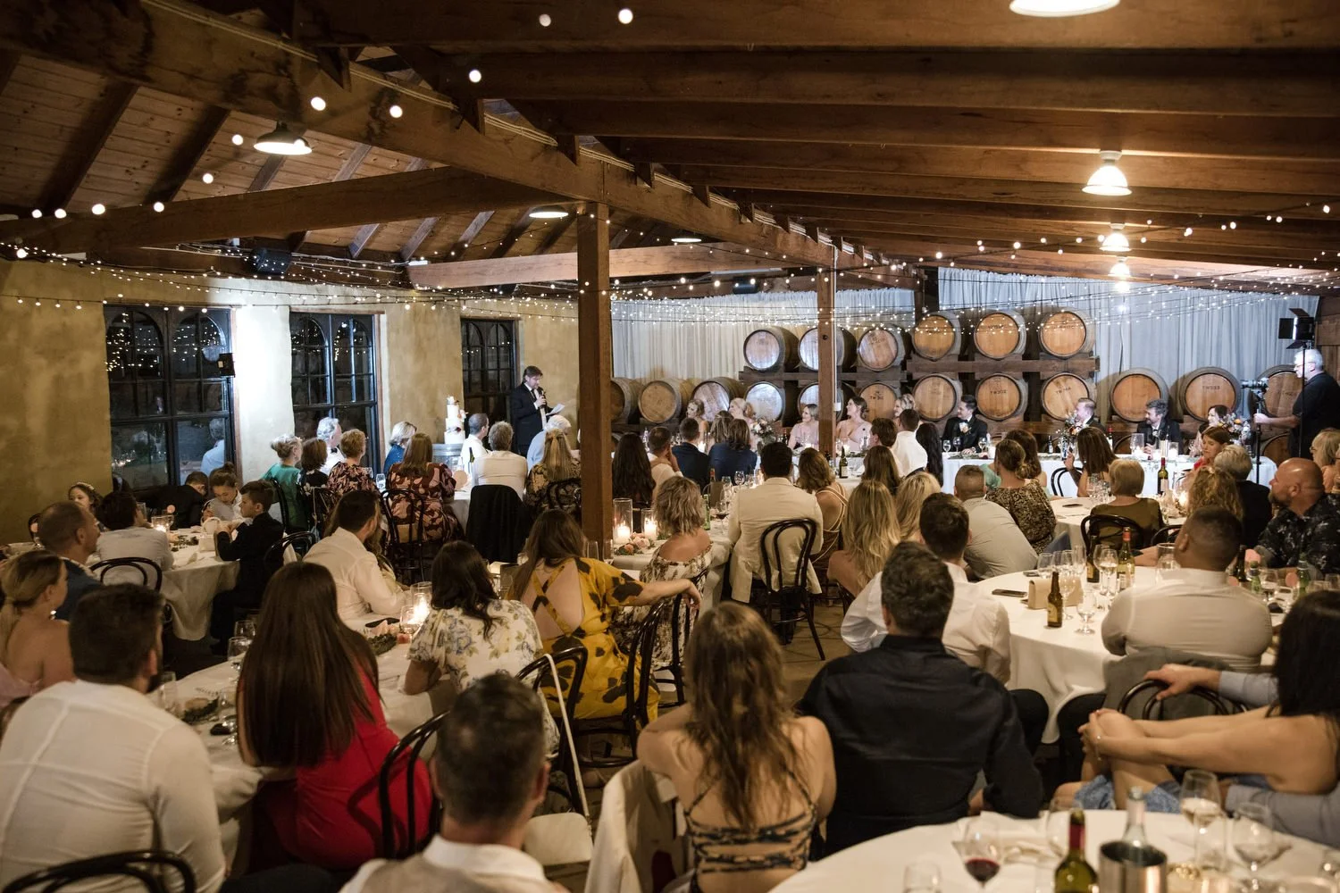 wedding venue guests at wedding at Peppers Creek Barrel Room  