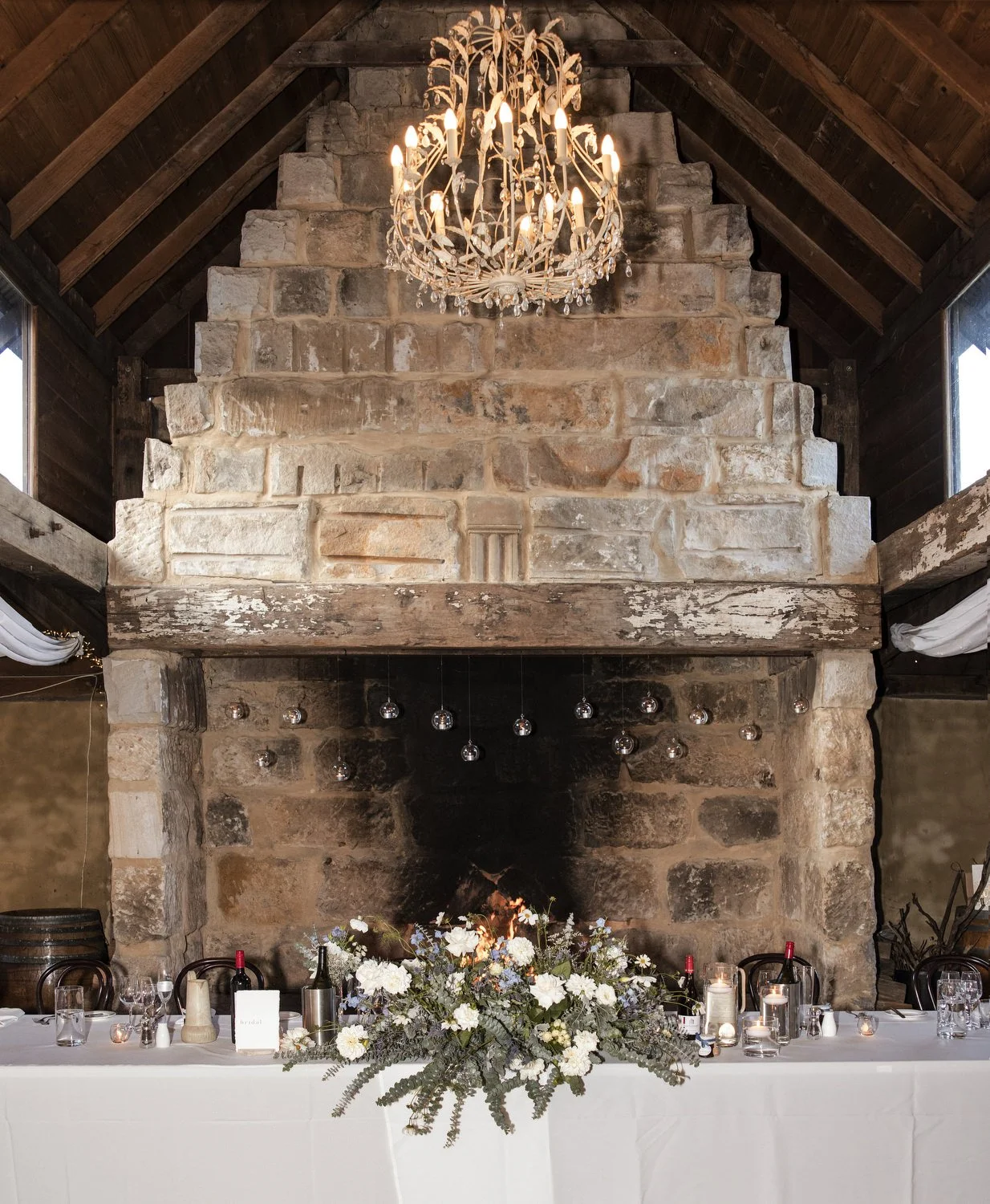 wedding venue setup for wedding at Peppers Creek Barrel Room  