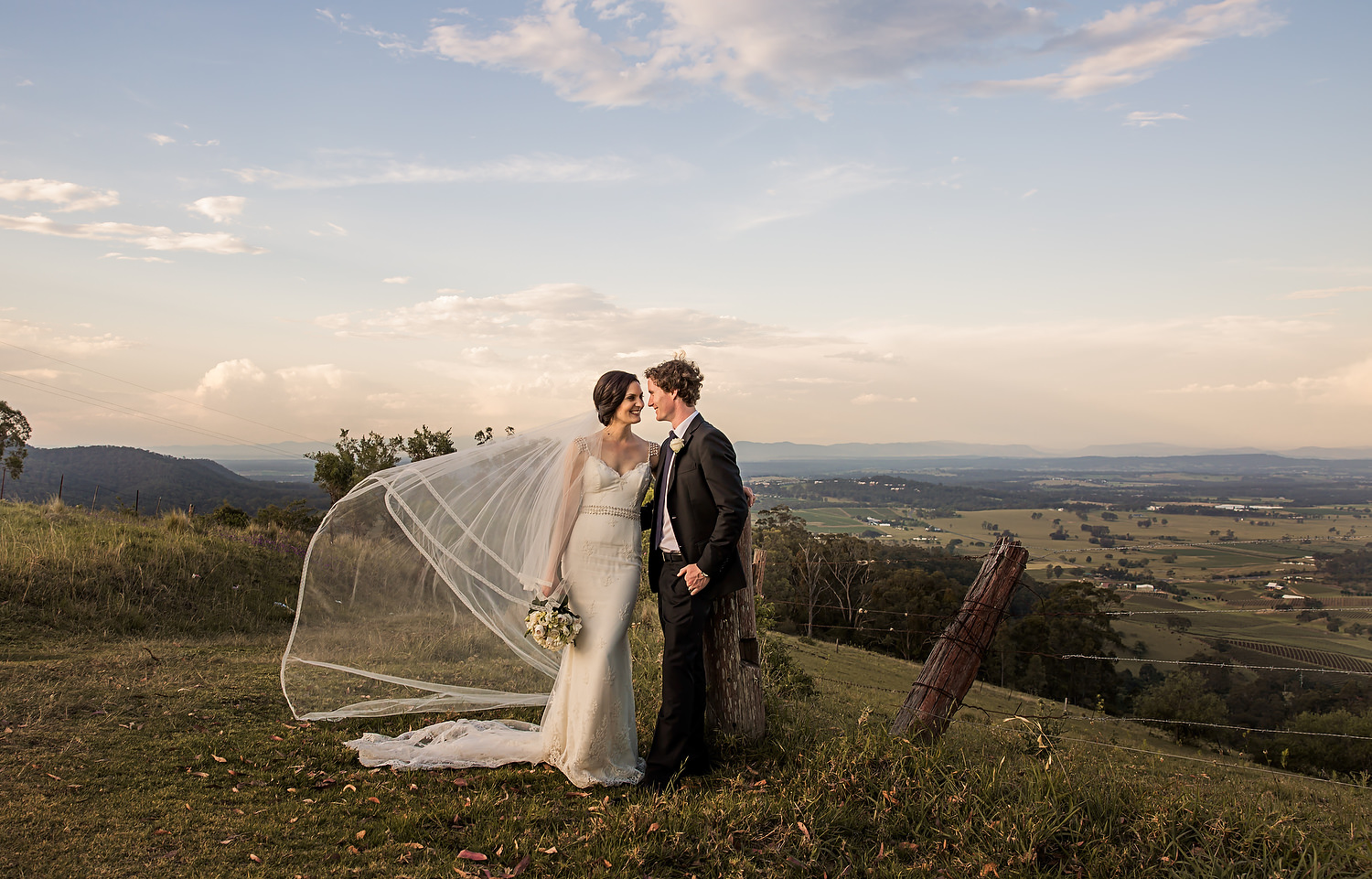 hunter wedding photography couple looking over scenic view 