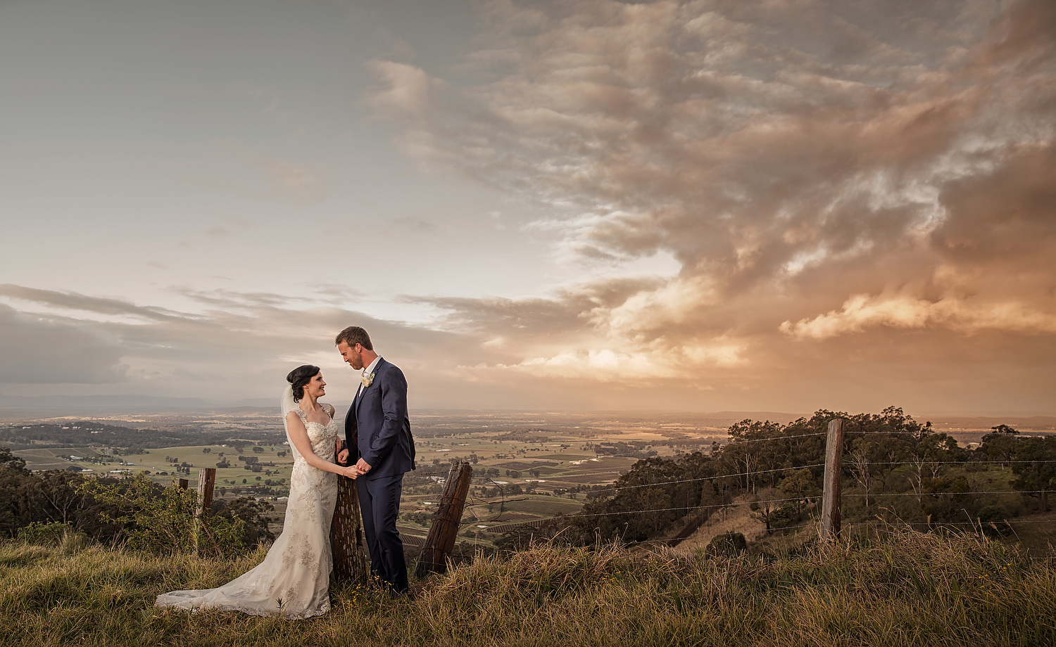 sunset wedding photography in the hunter 