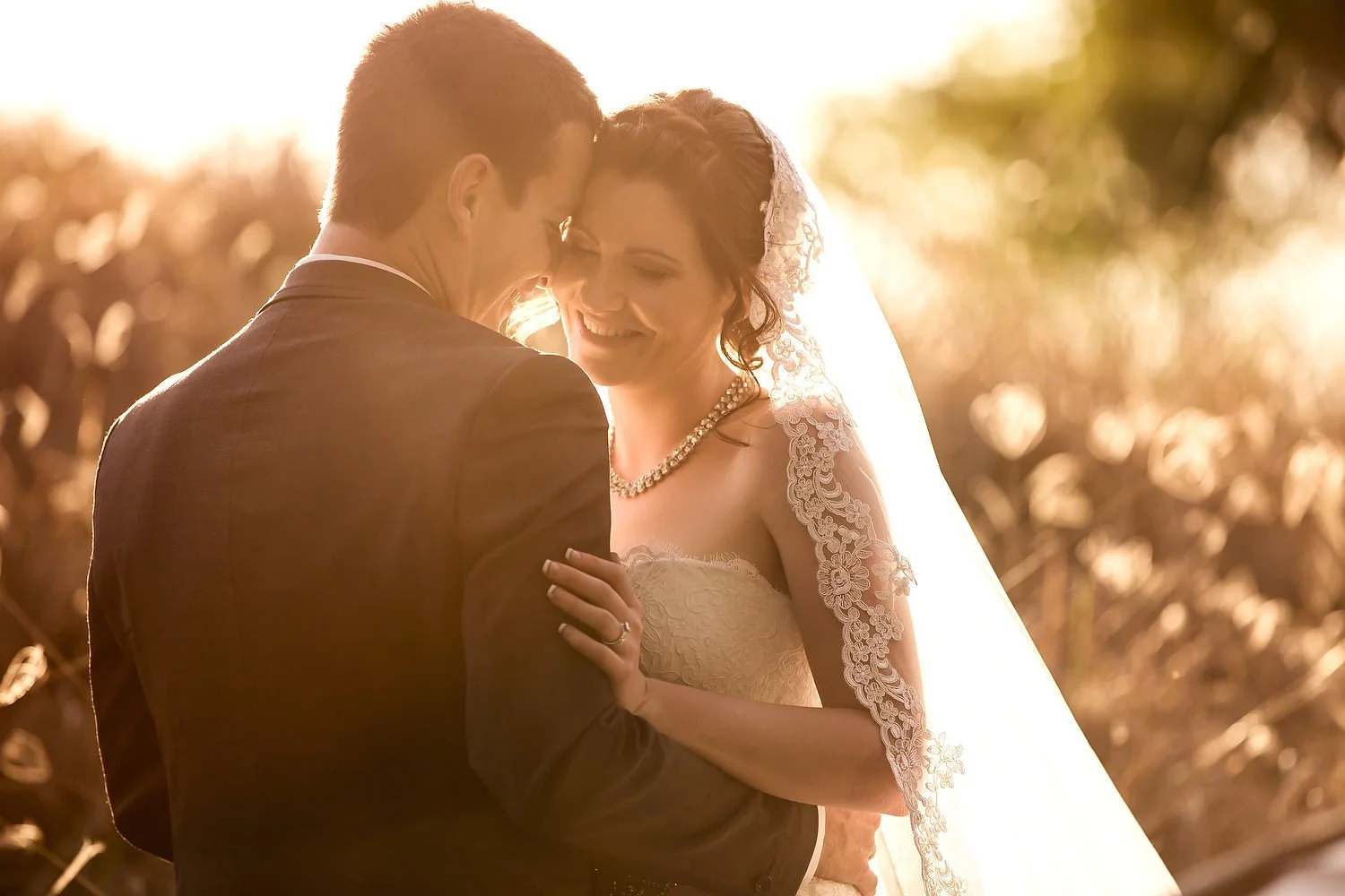 Natural golden-hour wedding portrait in Newcastle