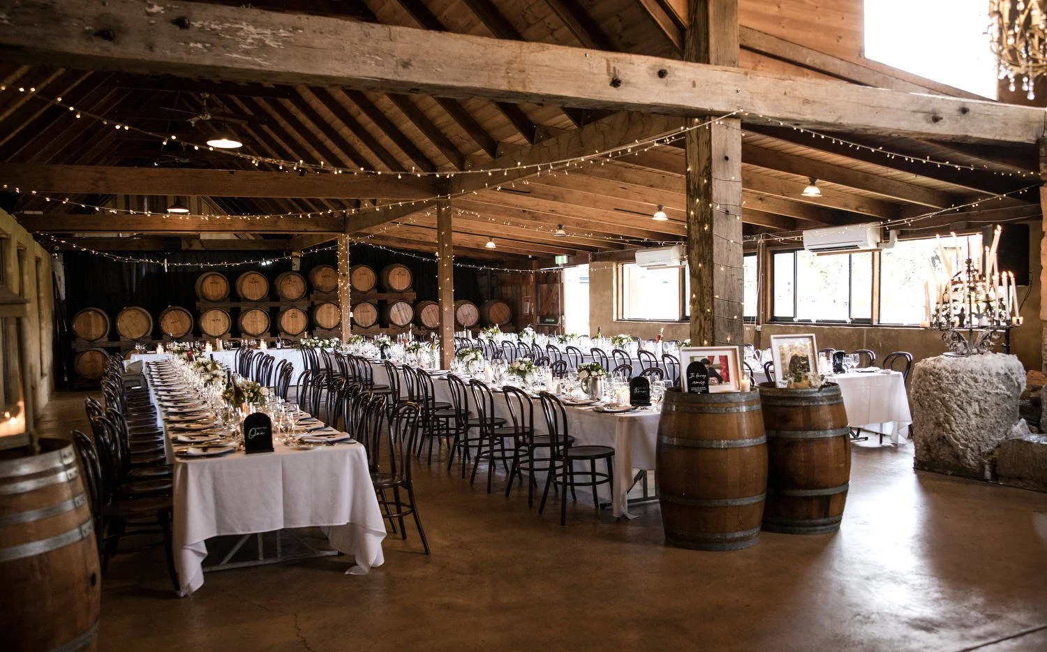 wedding setup at Peppers Creek Barrel Room  Hunter Valley 