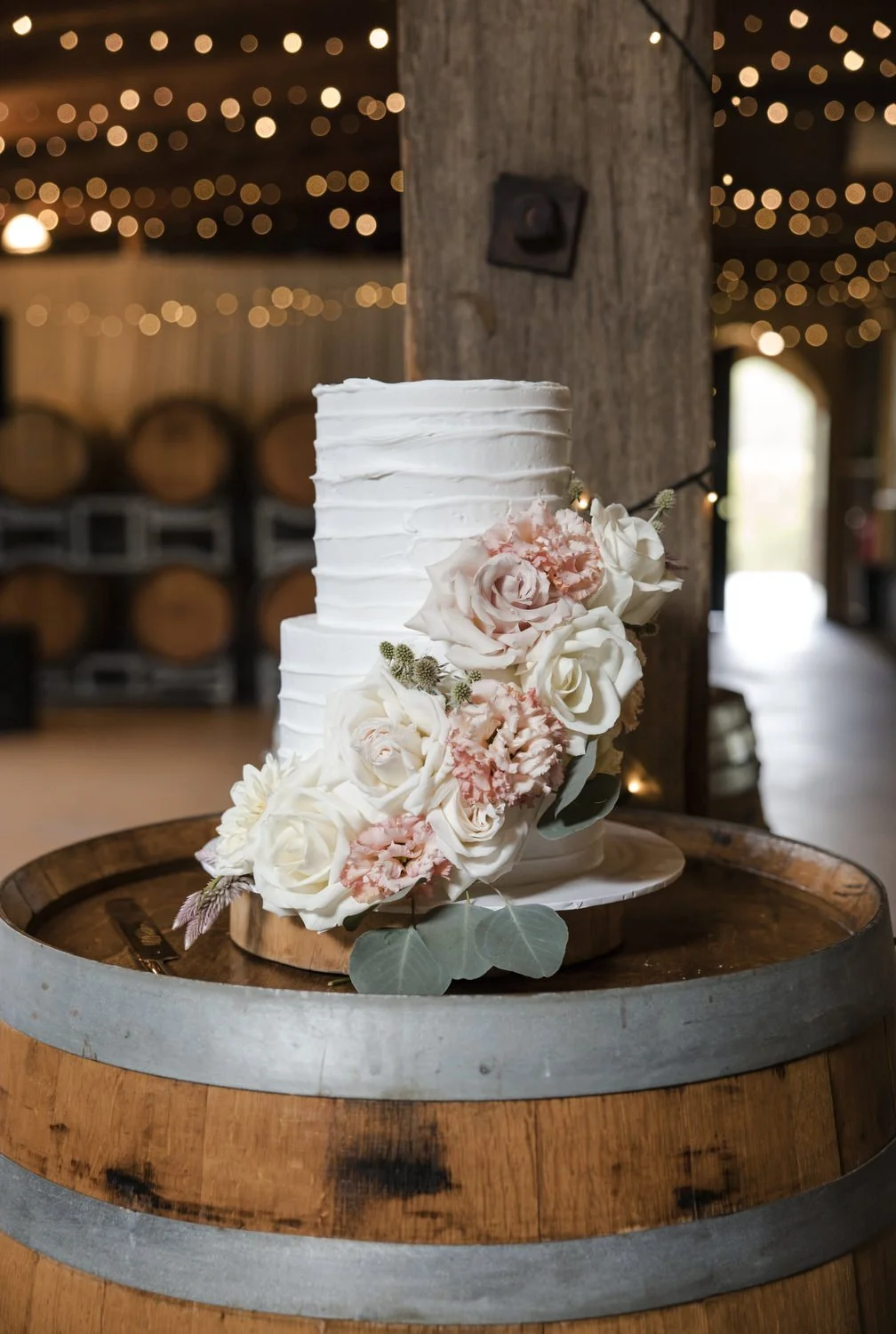 cake setup at wedding Peppers Creek Barrel Room  Hunter Valley 