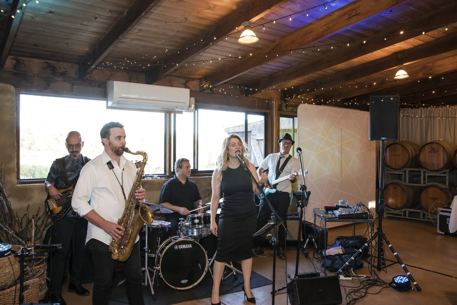 band singing at Peppers Creek Barrel Room  