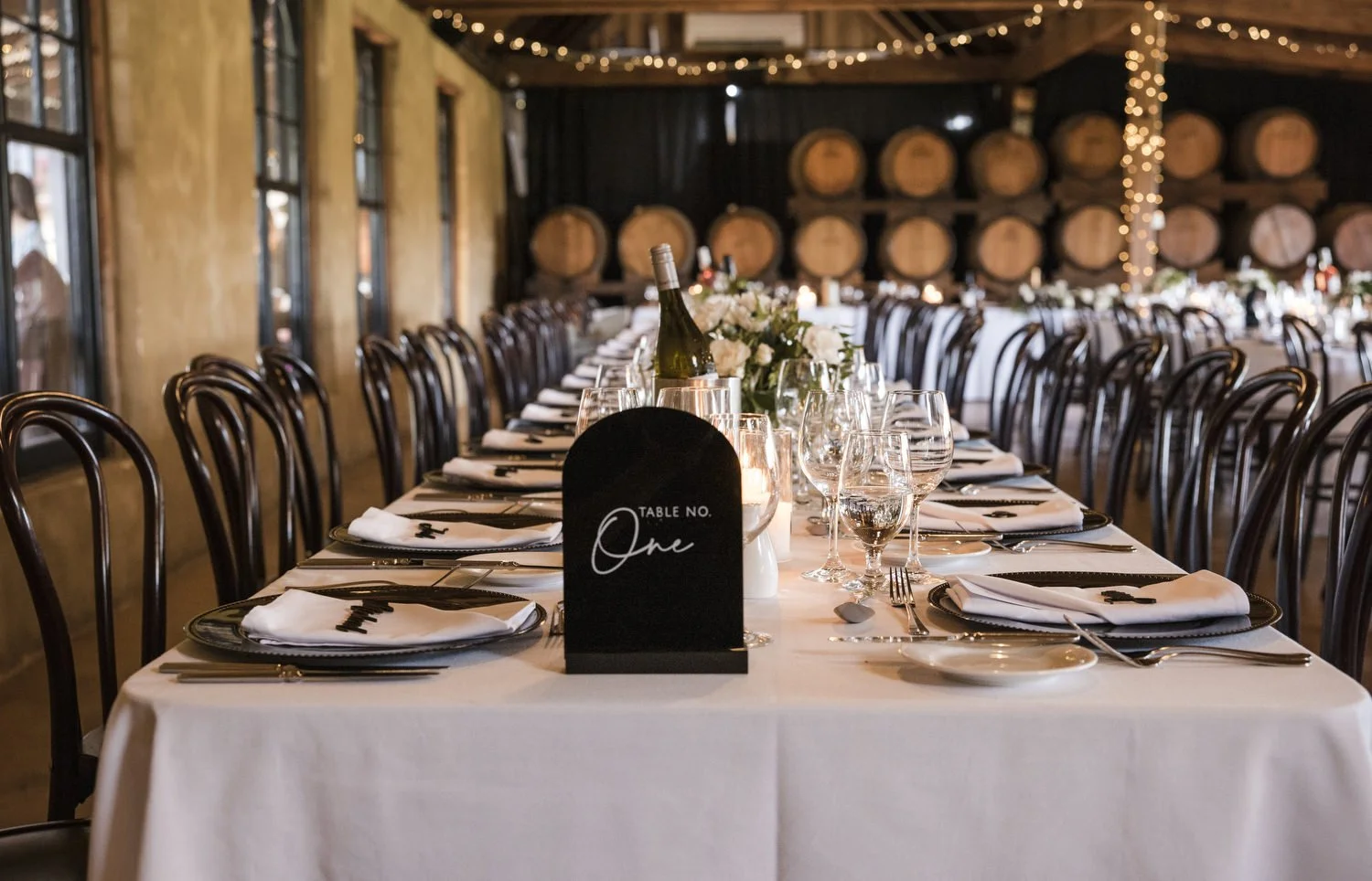 bridal table setup at Peppers Creek Barrel Room  Hunter Valley 