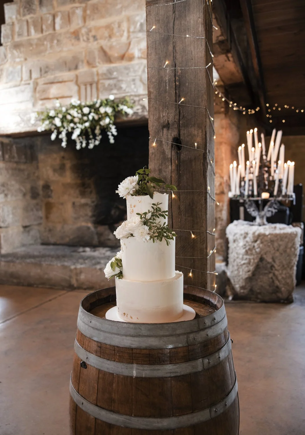 wedding cake Peppers Creek Barrel Room  room setup  Hunter Valley pokolbin
