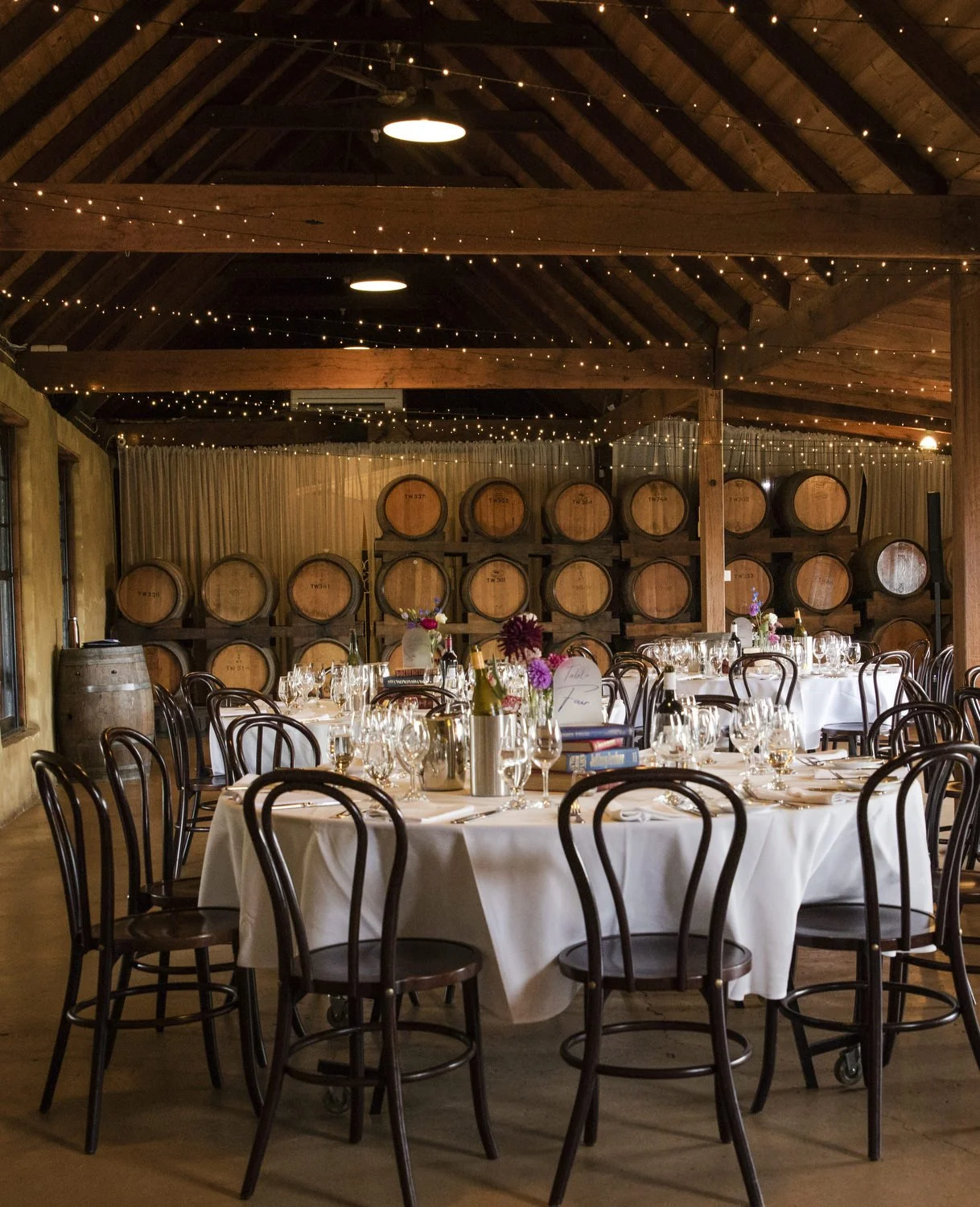 table setup at Peppers Creek Barrel Room  