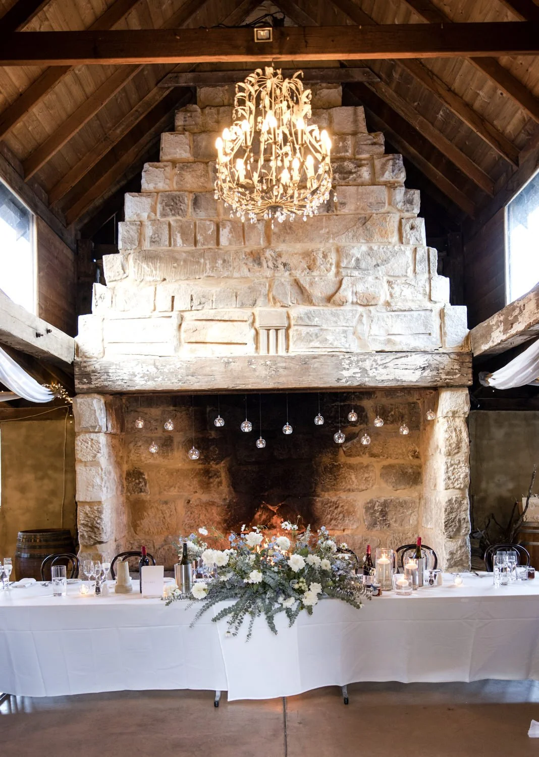 bridal table setup at Peppers Creek Barrel Room  