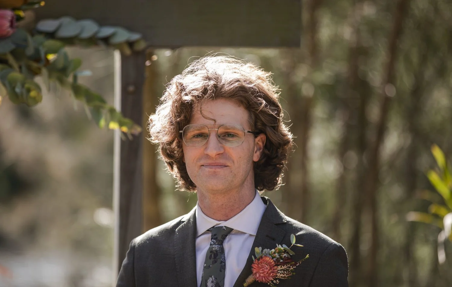 Groom’s emotional reaction as he waits at the altar at a Newcastle wedding